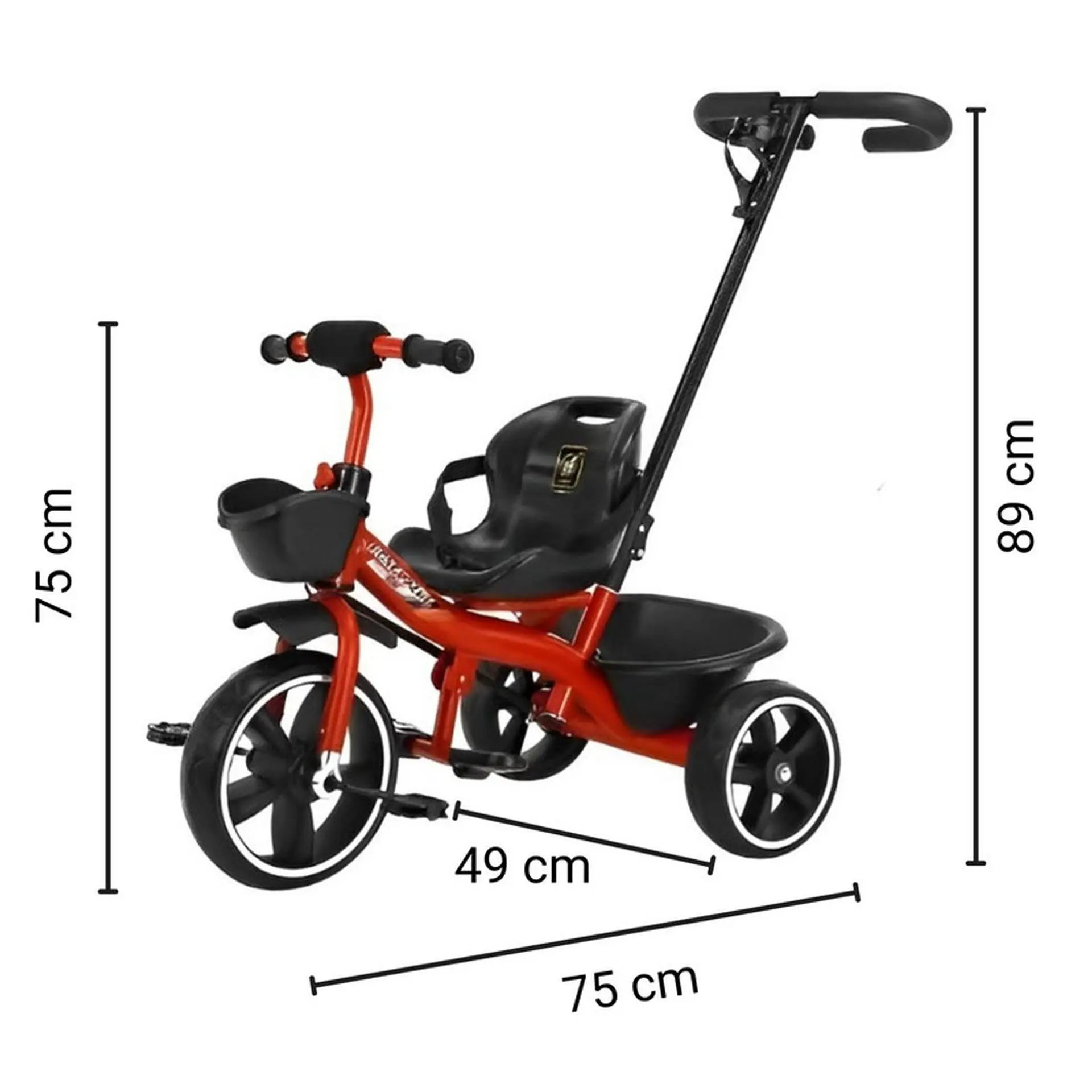 Triciclo Infantil Mango De Empuje Alto Asiento Grande Rojo 8