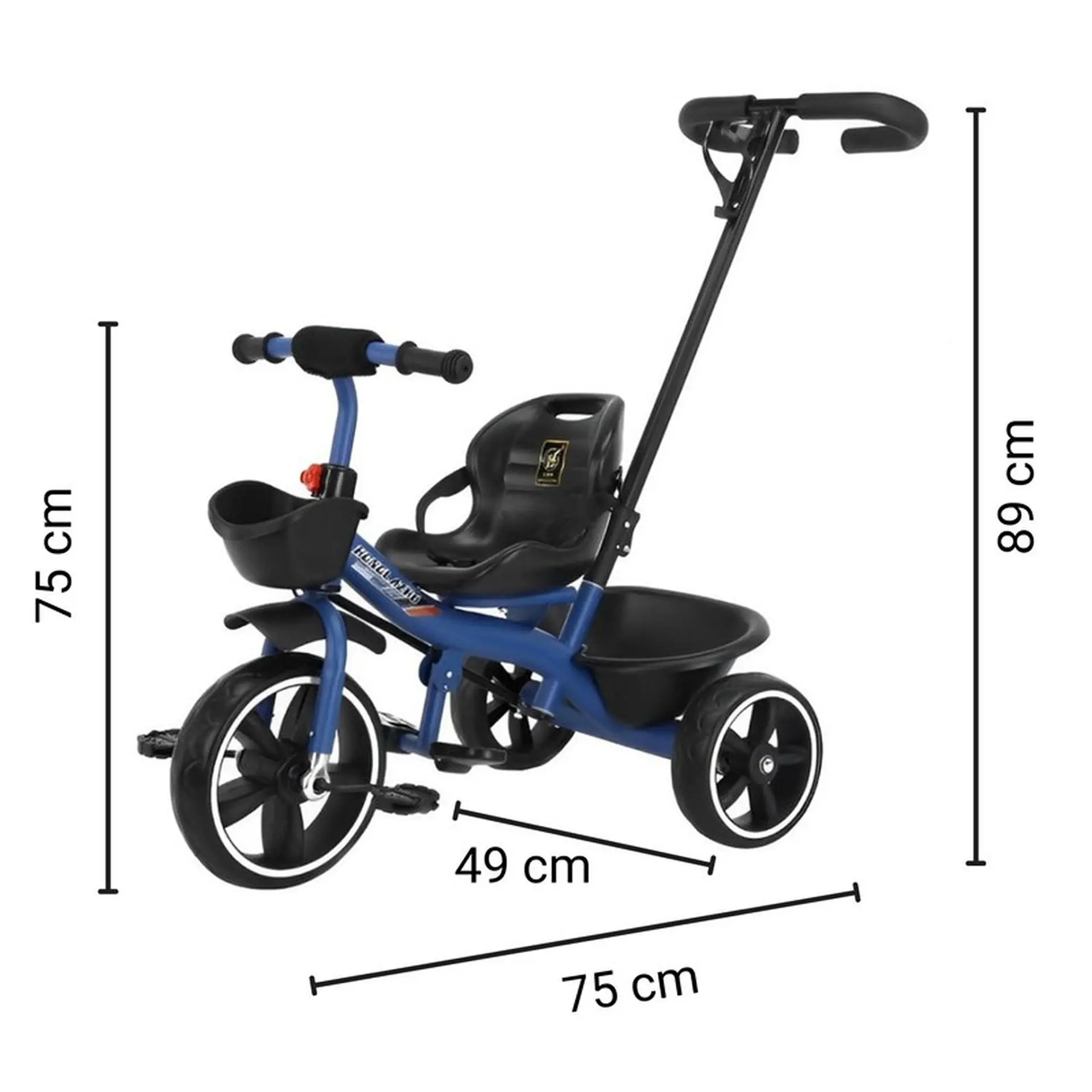 Triciclo Infantil Mango De Empuje Alto Asiento Grande Azul 8