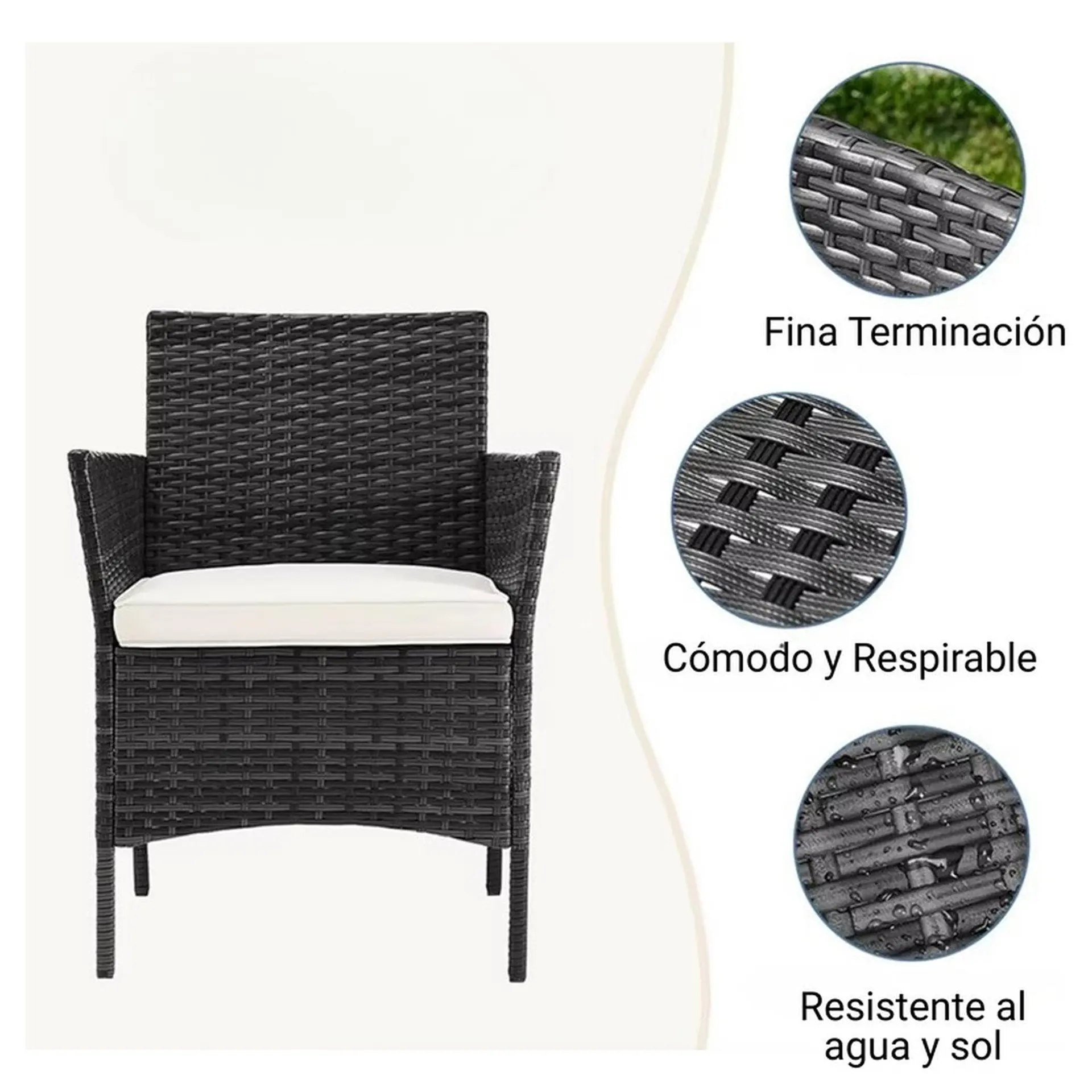 Juego De Terraza Living Ratán Sintético Saint James 4 Piezas 5
