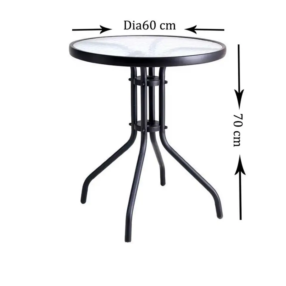 Juego De Terraza De Balcón Comedor Mesa Vidrio Kate 2 Sillas 7