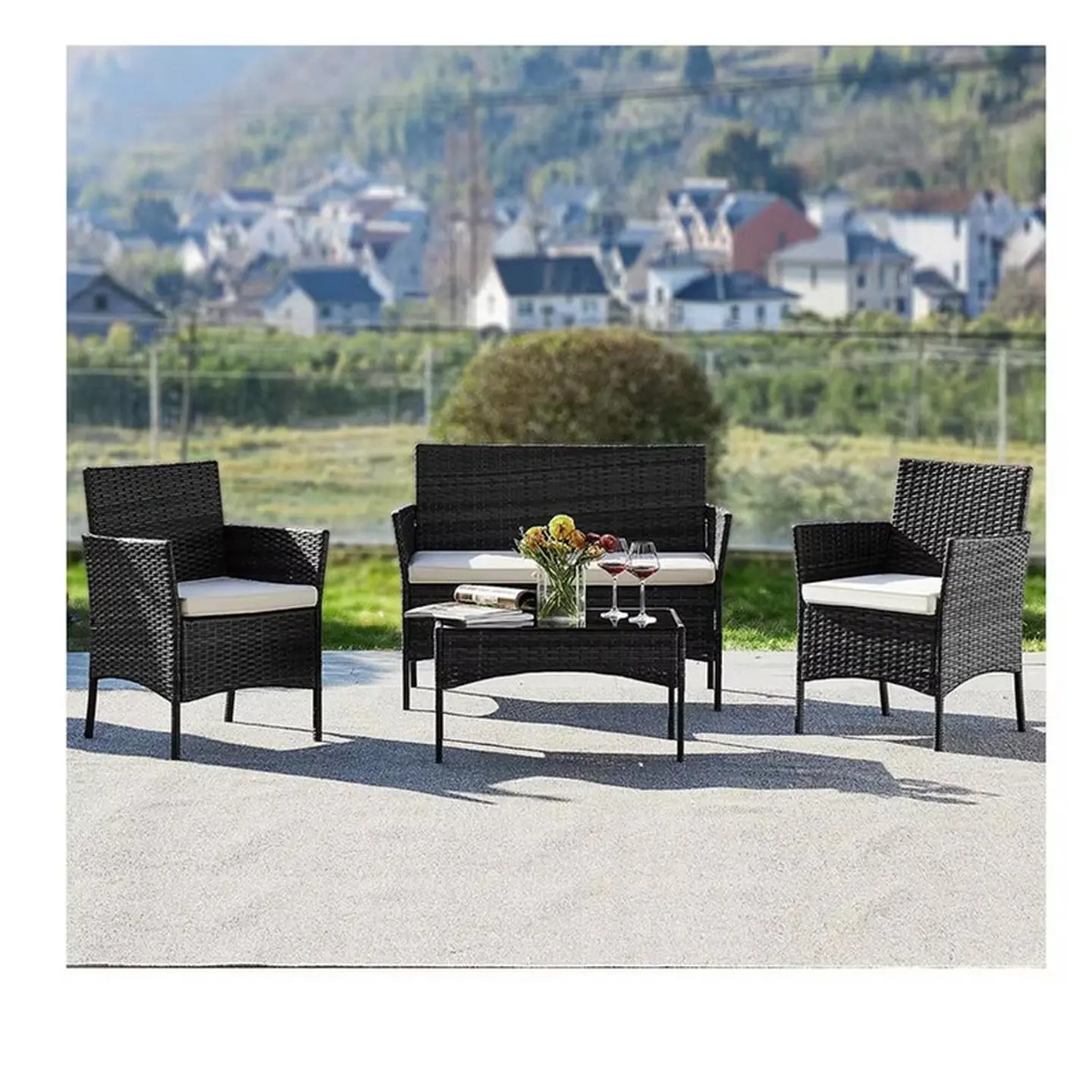 Juego De Terraza Living Ratán Sintético Saint James 4 Piezas 14