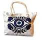 Bolso Playa Lona Algodón Blanco Con Cierre Y Bolsillo - Miniatura 1