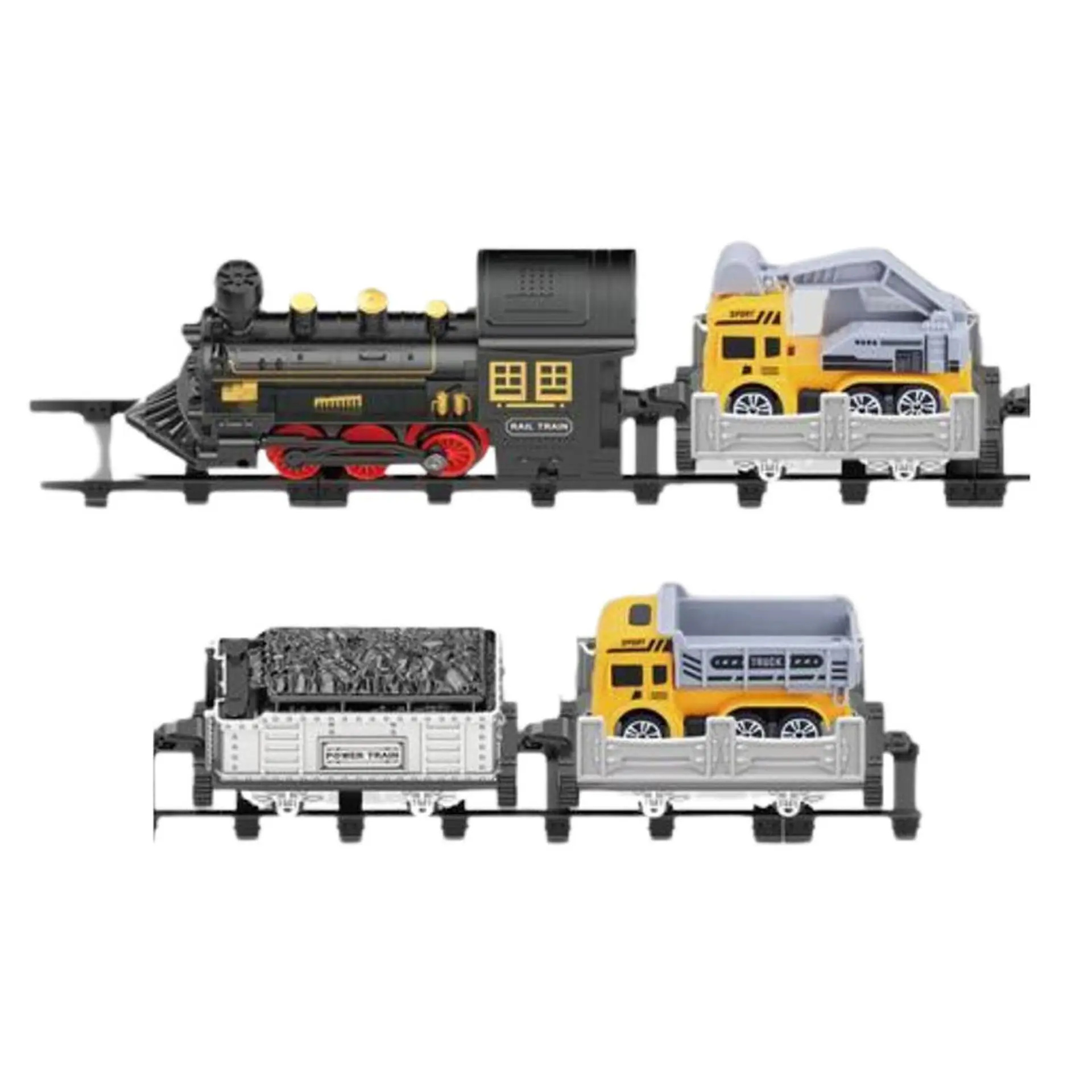 Tren De Juguete Pista 3 Vagones Camiones Luz Sonido Humo 1