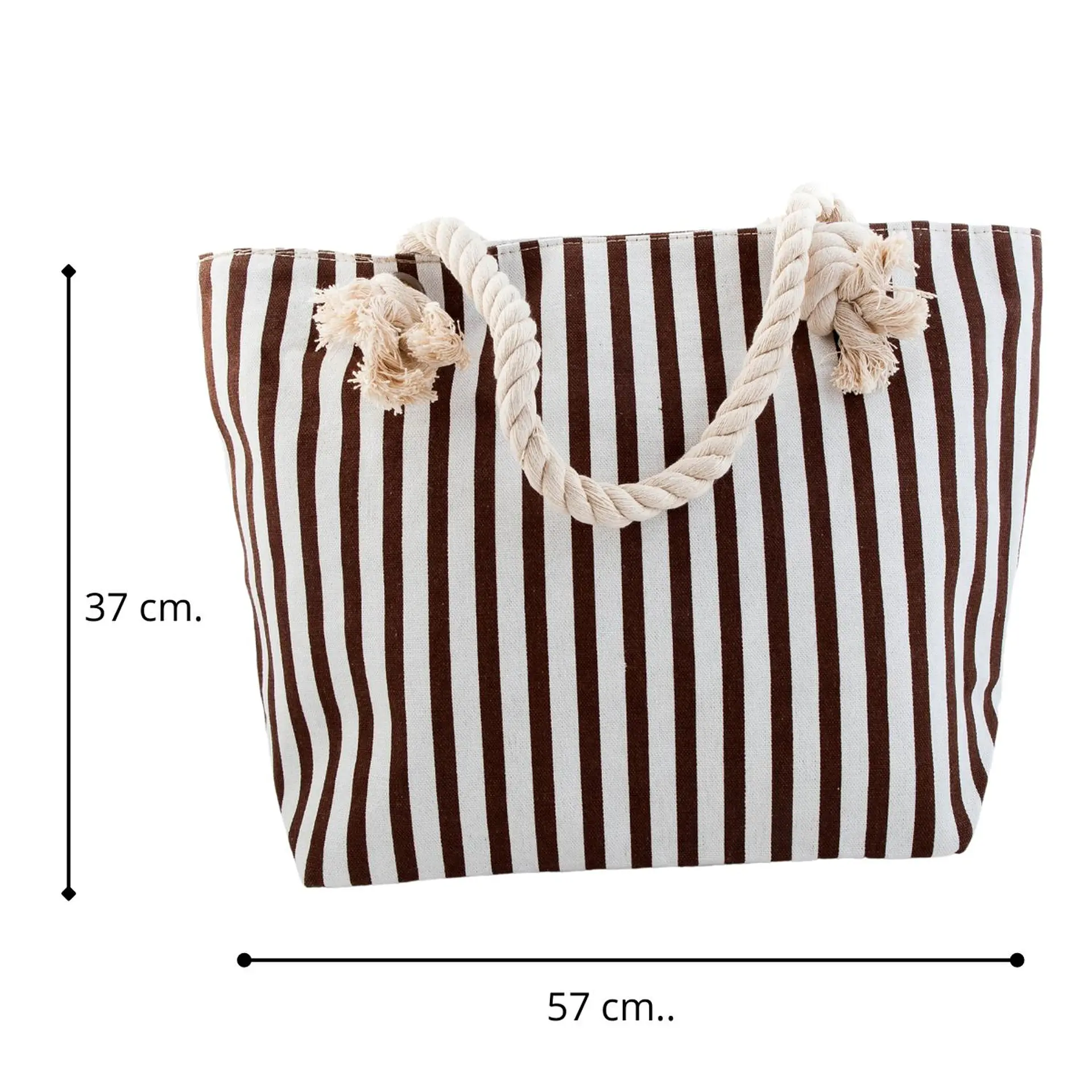 Bolso Playa Lona Algodón Blanco Con Cierre Y Bolsillo 6