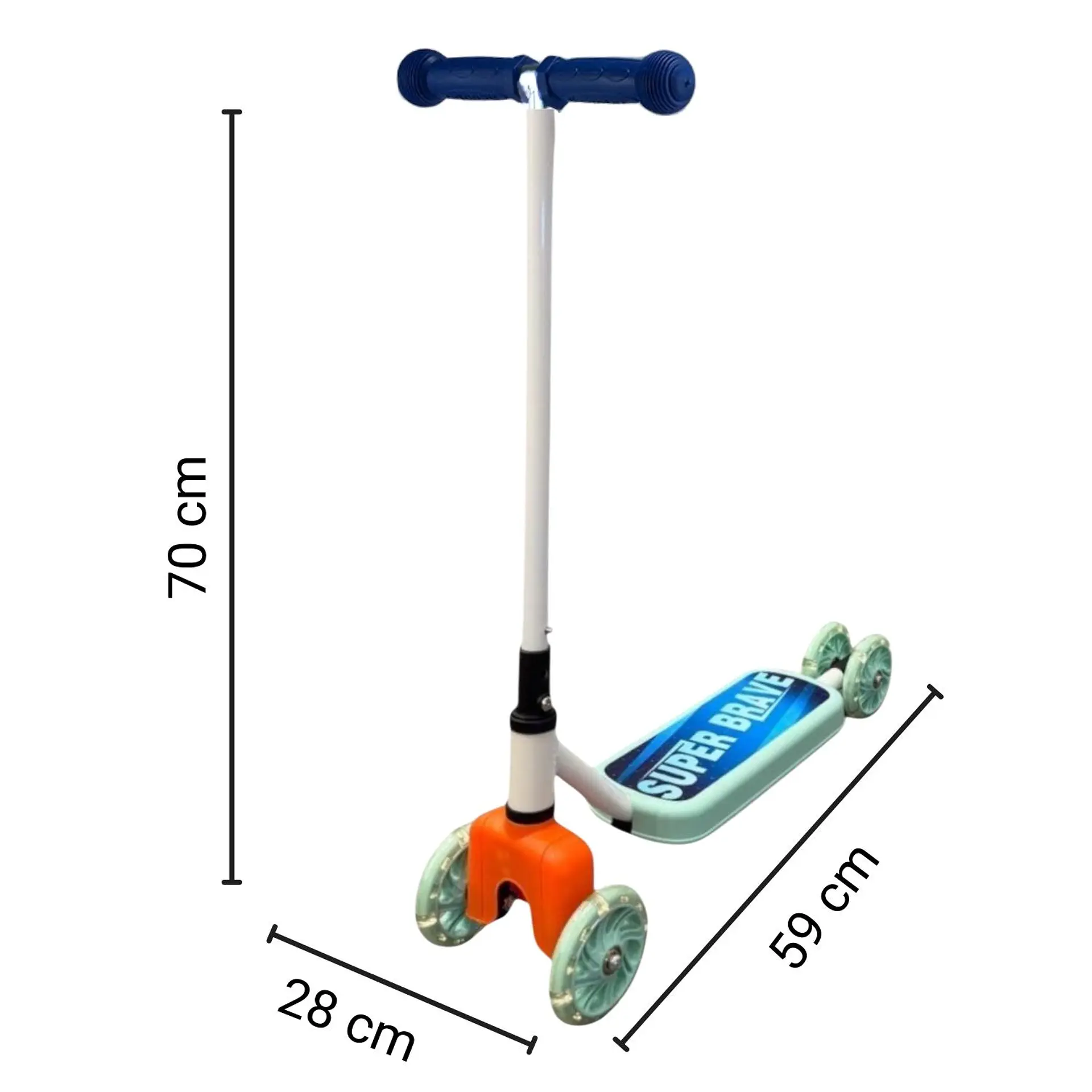 Scooter Infantil 4 Ruedas Ajustable Niño Estable Azul 6