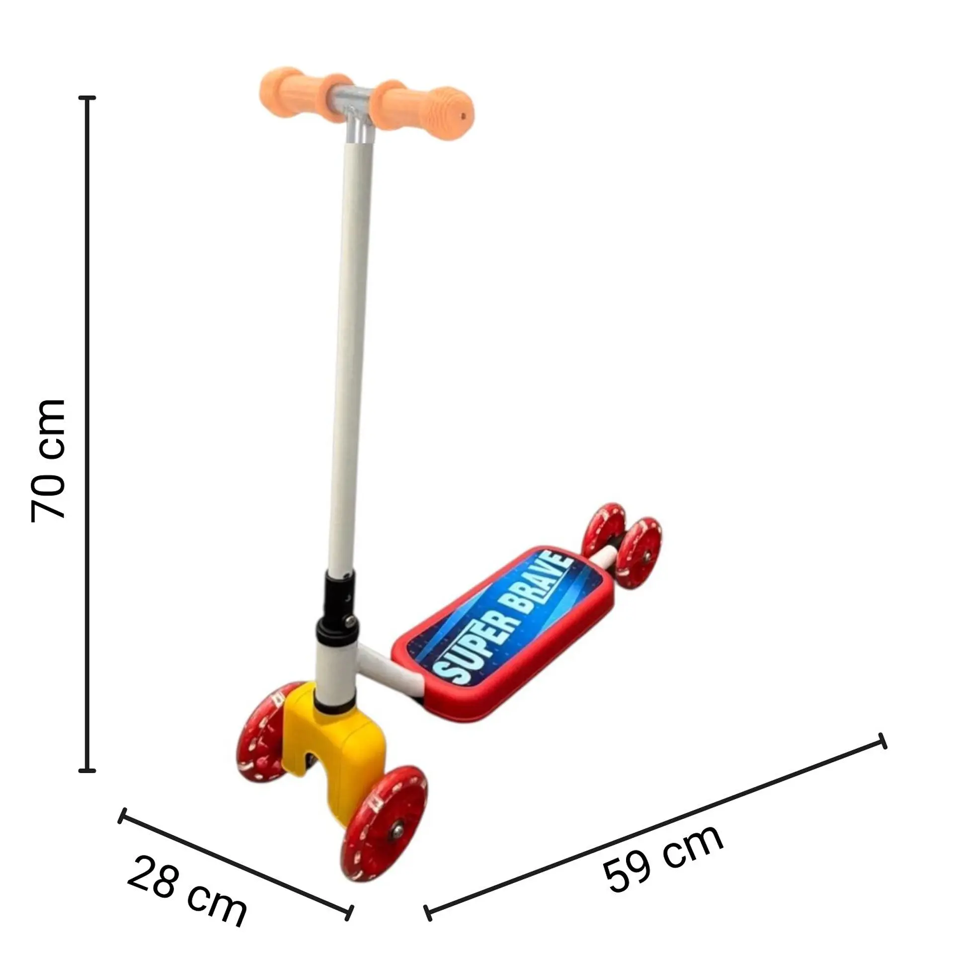 Scooter Infantil 4 Ruedas Ajustable Niño Estable Rojo 6