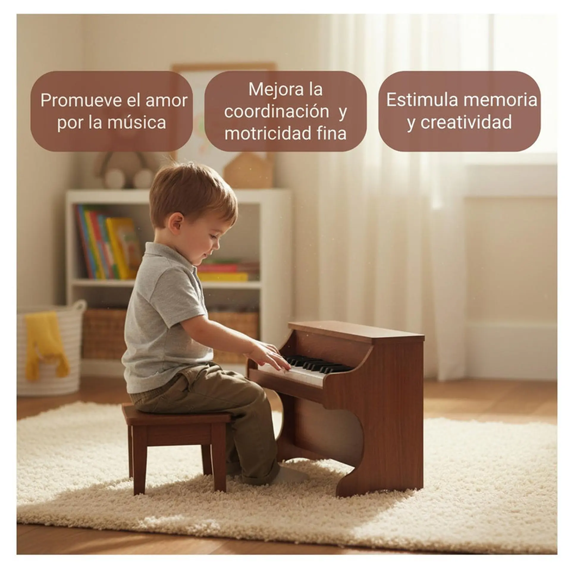 Piano Infantil Madera Juguete Musical 25 Teclas 5
