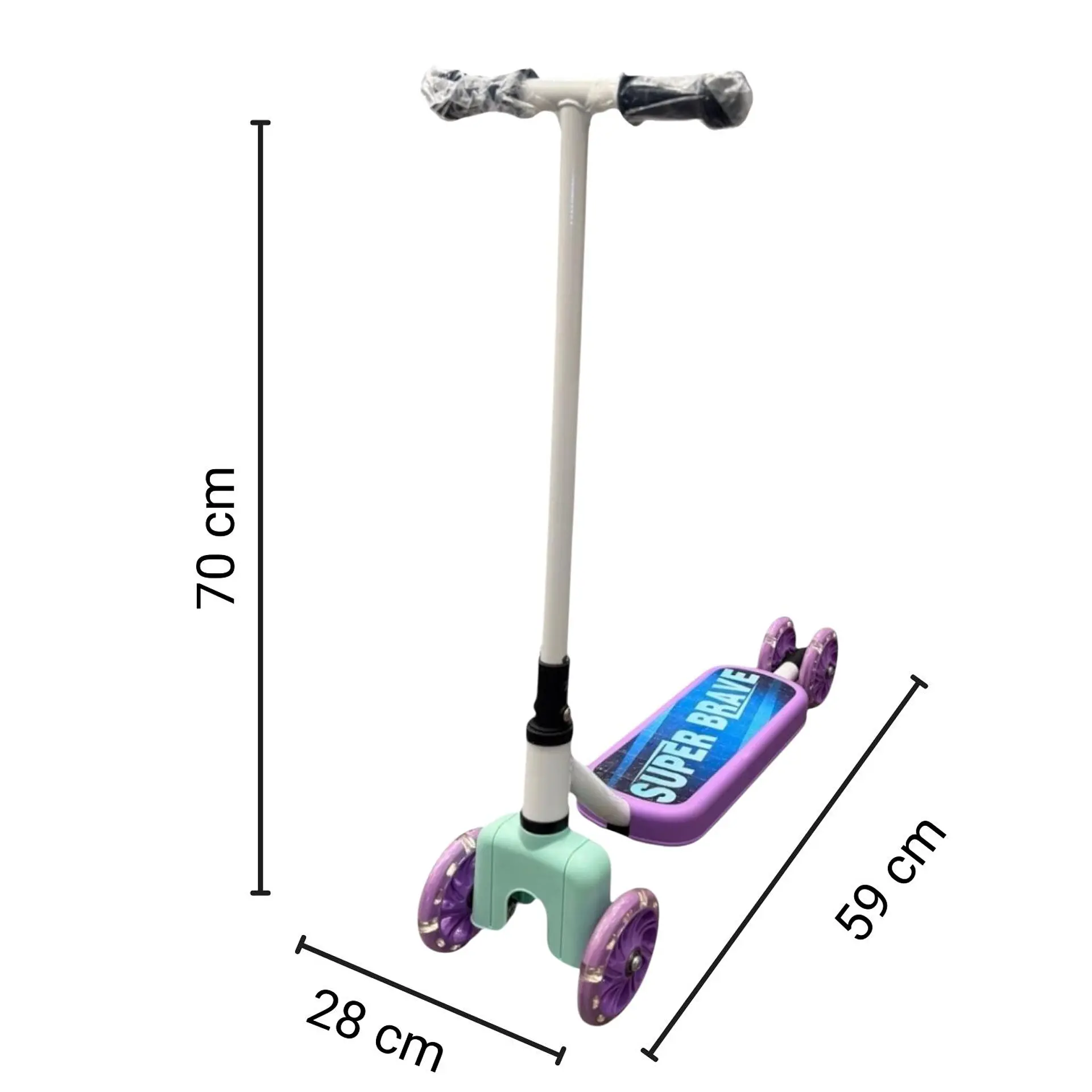 Scooter Infantil 4 Ruedas Ajustable Niño Estable Morado 6