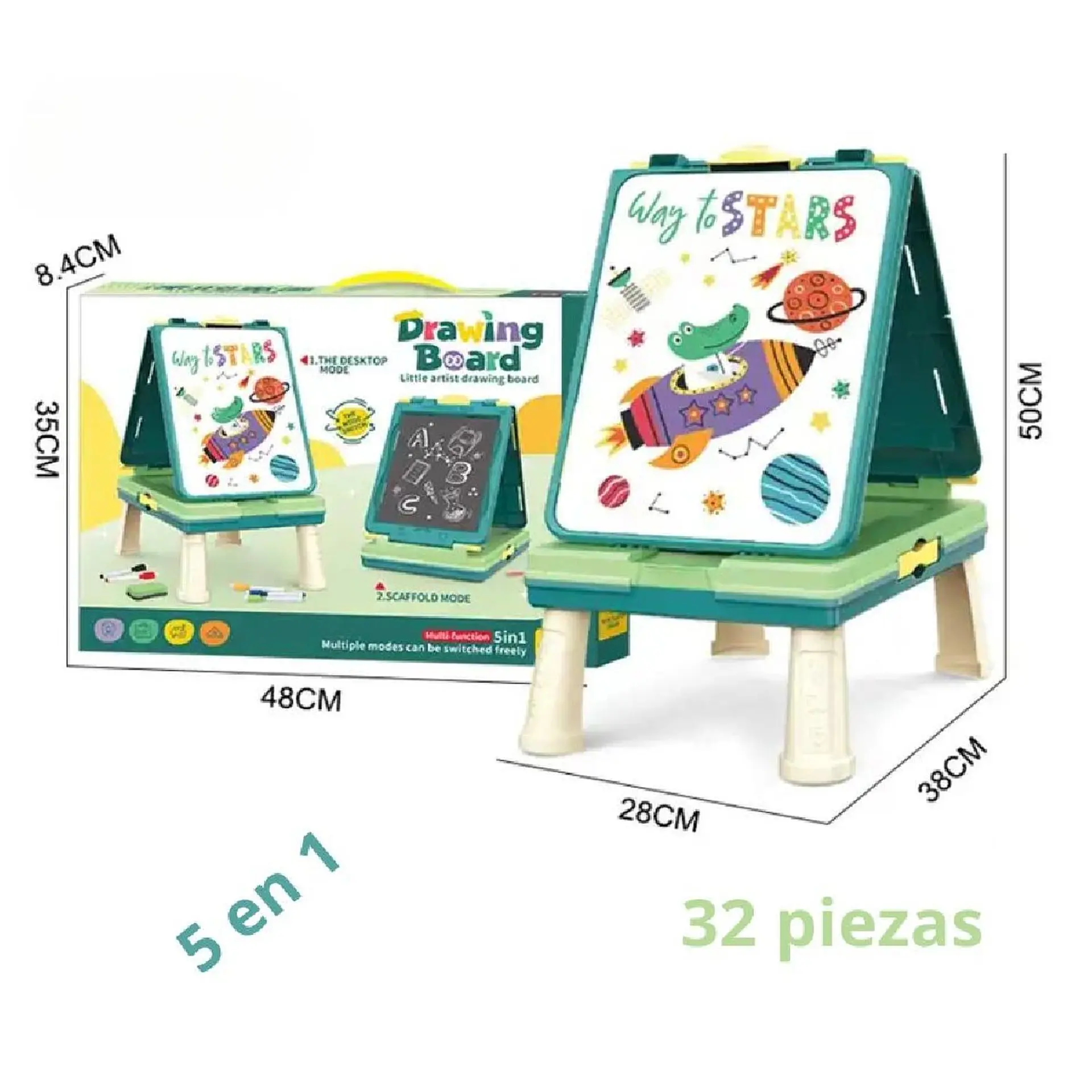 Pizarra Magnetica Doble Interactiva 5 En 1 Con Juegos Mesa 5
