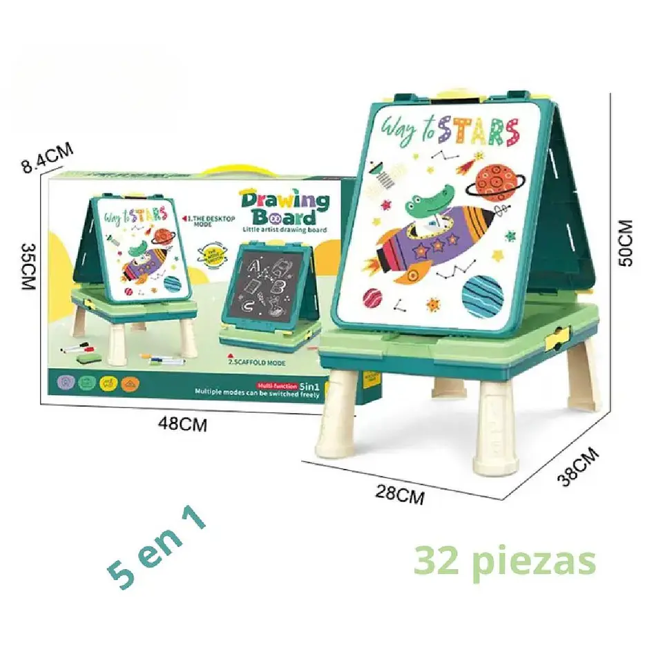 Pizarra Magnetica Doble Interactiva 5 En 1 Con Juegos Mesa 5