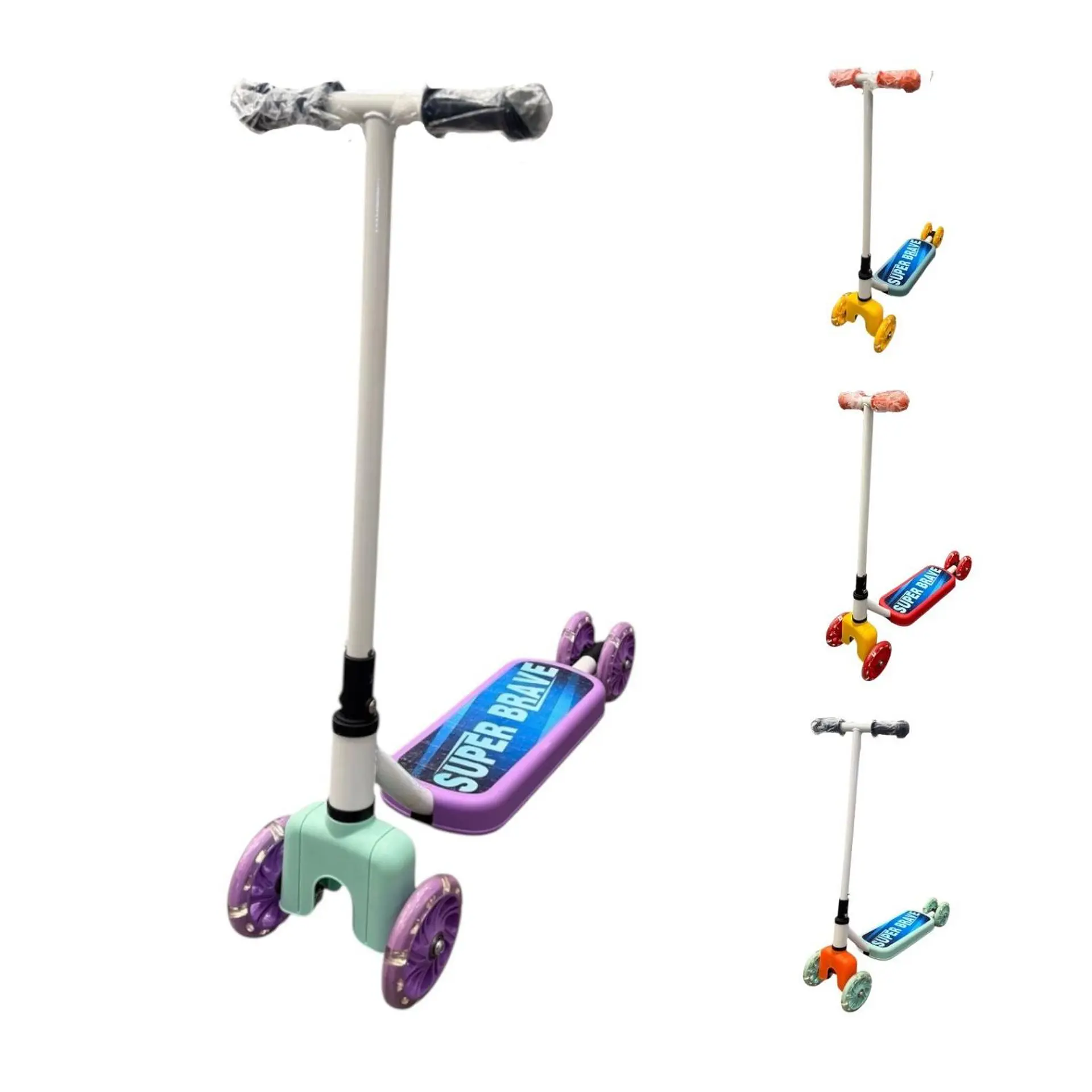 Scooter Infantil 4 Ruedas Ajustable Niño Estable Morado 8