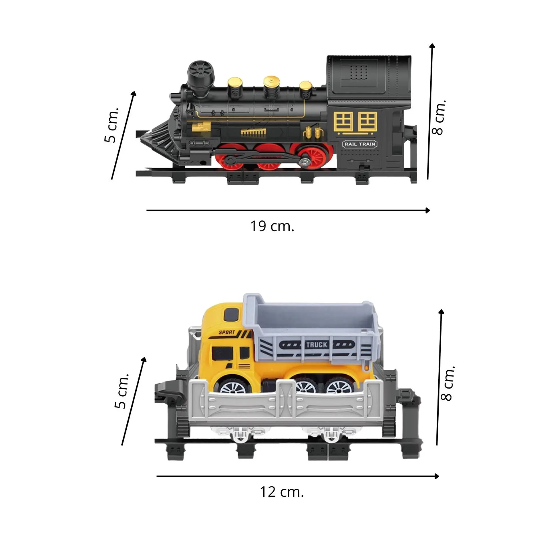 Tren De Juguete Pista 3 Vagones Camiones Luz Sonido Humo 11