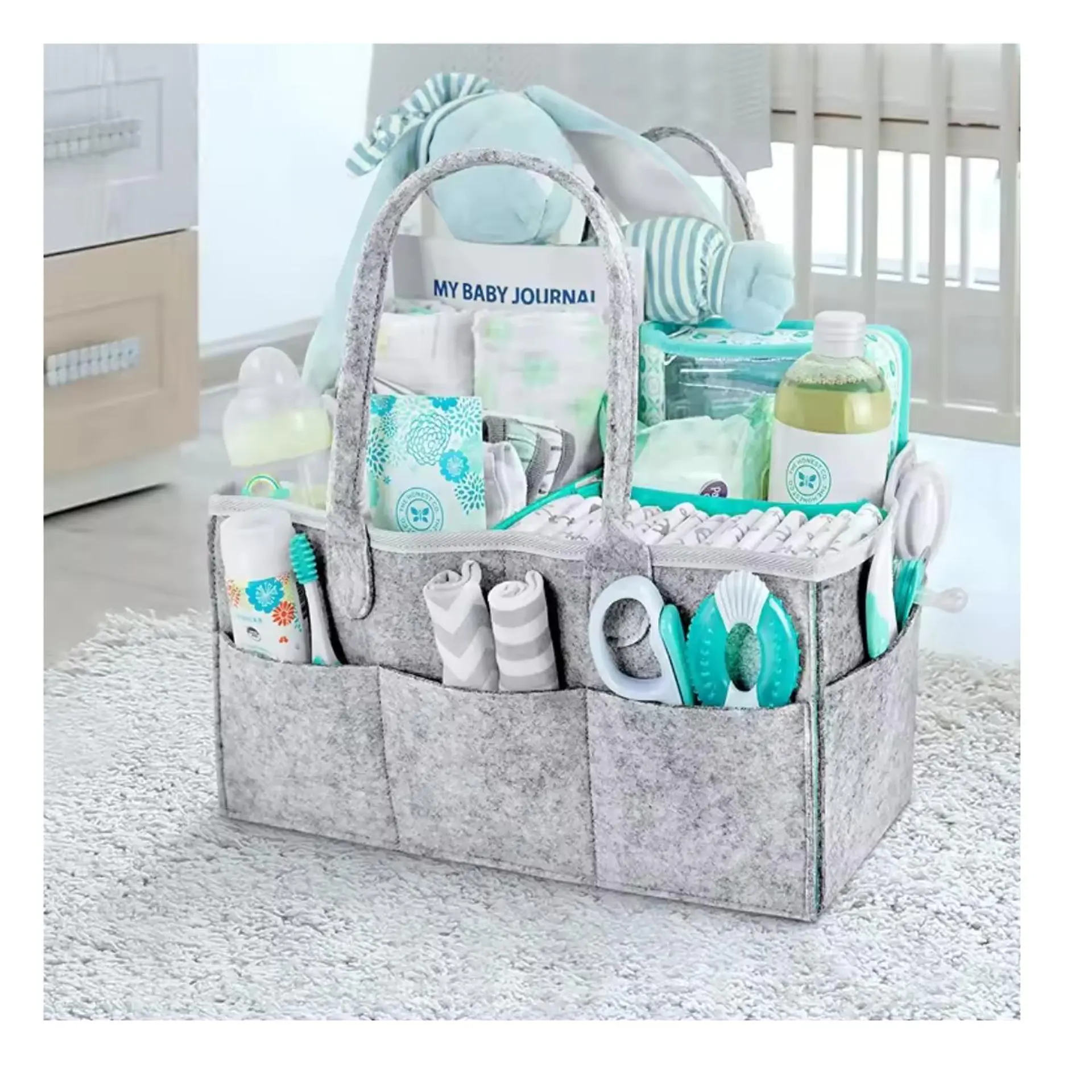 Organizador De Pañales Deluxe Para Mudador Azul 4