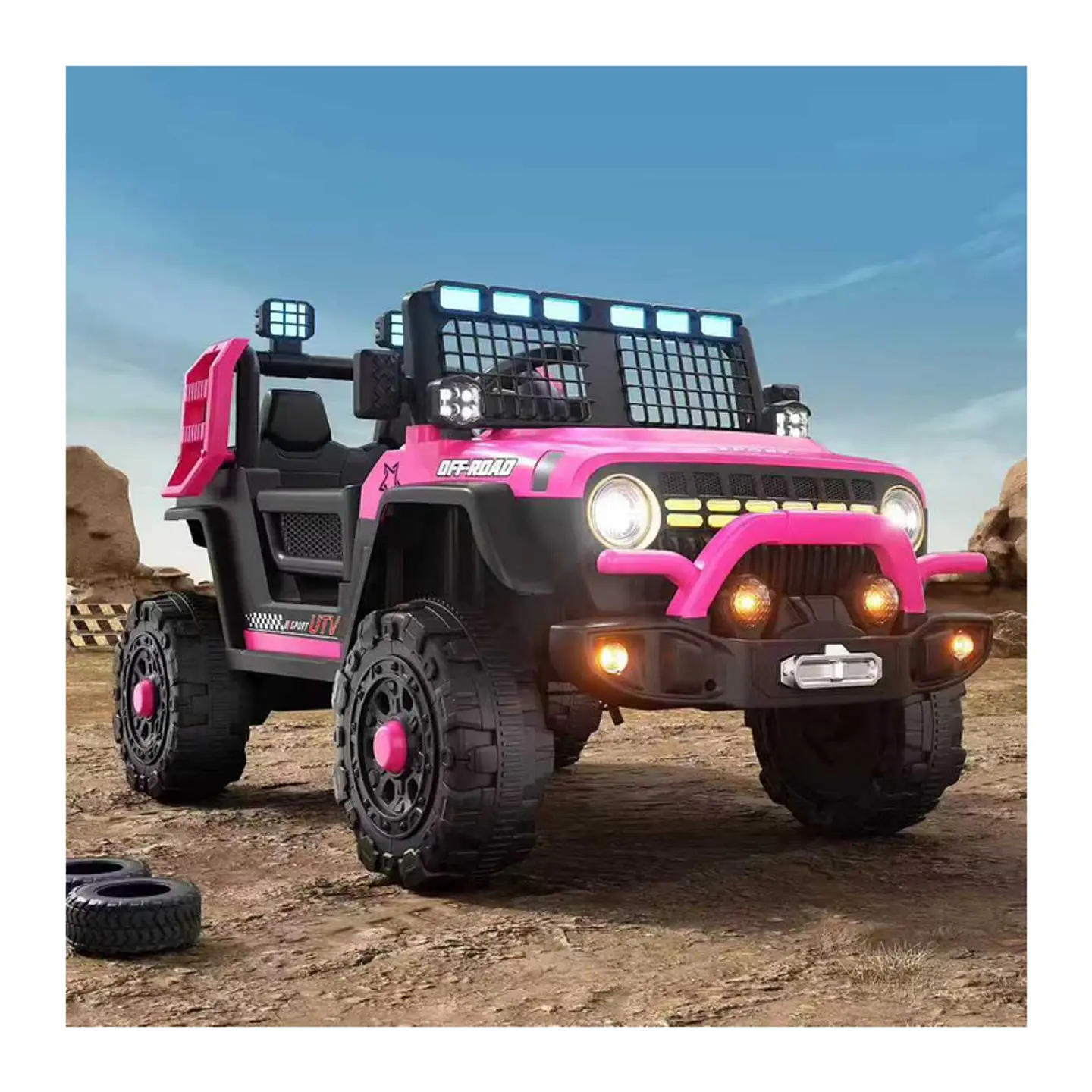 Auto Eléctrico Infantil Jeep Blaze Batería Control Rosado 2