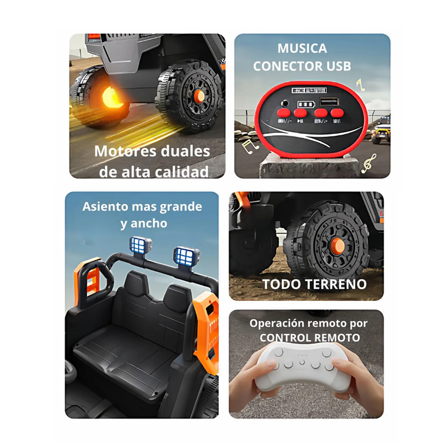 Auto Eléctrico Infantil Jeep Blaze Batería Control Gris 3