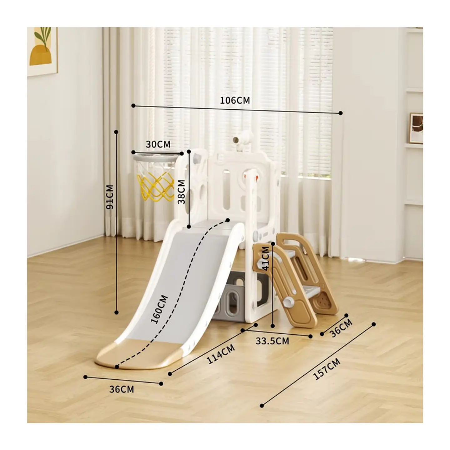 Juego Resbalin Infantil Compacto Escalera y Aro Coffee Elf 3