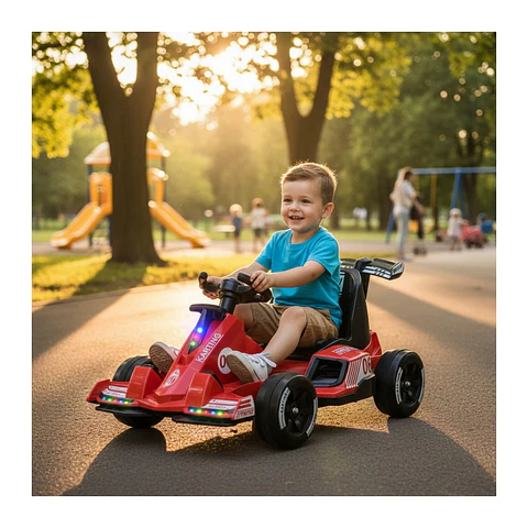 Auto Eléctrico Go Kart Infantil Batería Carrera Turbo Rojo
