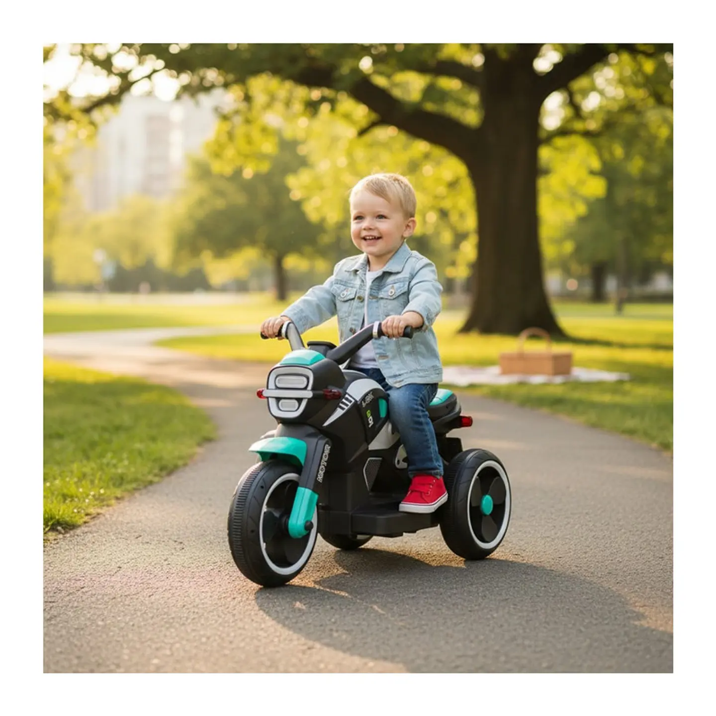 Auto Eléctrico Infantil Moto Beast Batería Turquesa 3