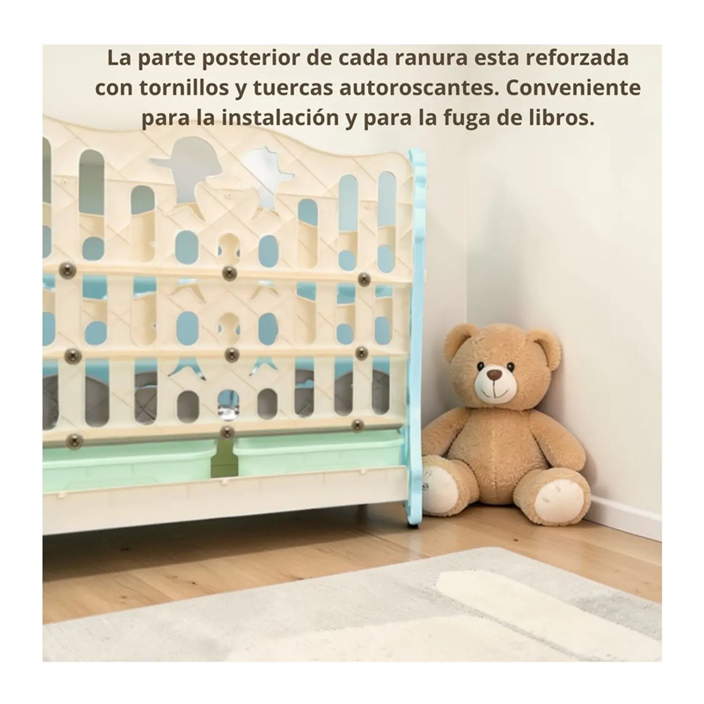 Biblioteca Infantil Estante Organizador Libros Con Cajones 7