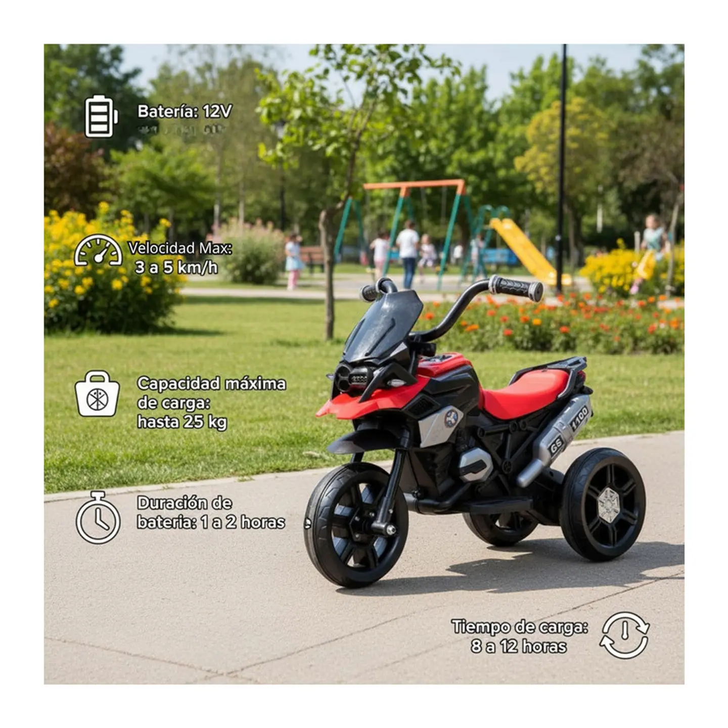 Auto Eléctrico Infantil Moto Racer Batería Roja 5