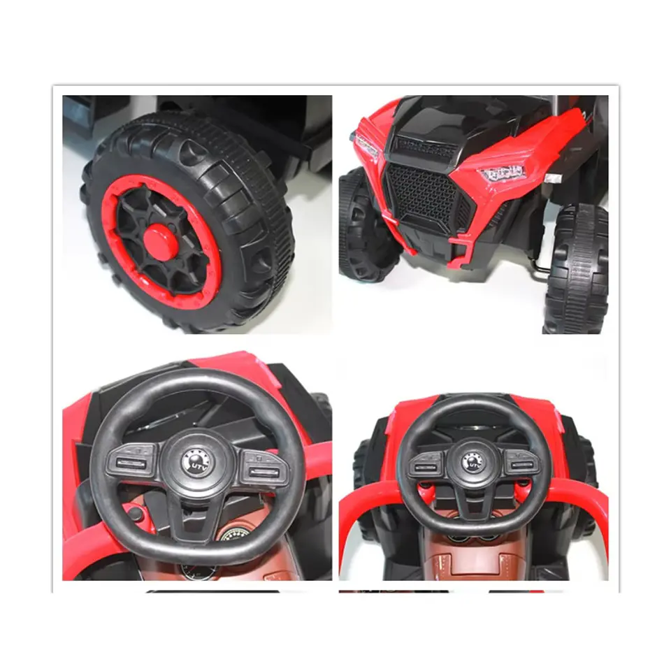 Auto Eléctrico Infantil 3en1 Con Manilla Correpasillo Rojo 7
