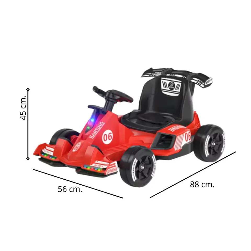 Auto Eléctrico Go Kart Infantil Batería Carrera Turbo Rojo 5