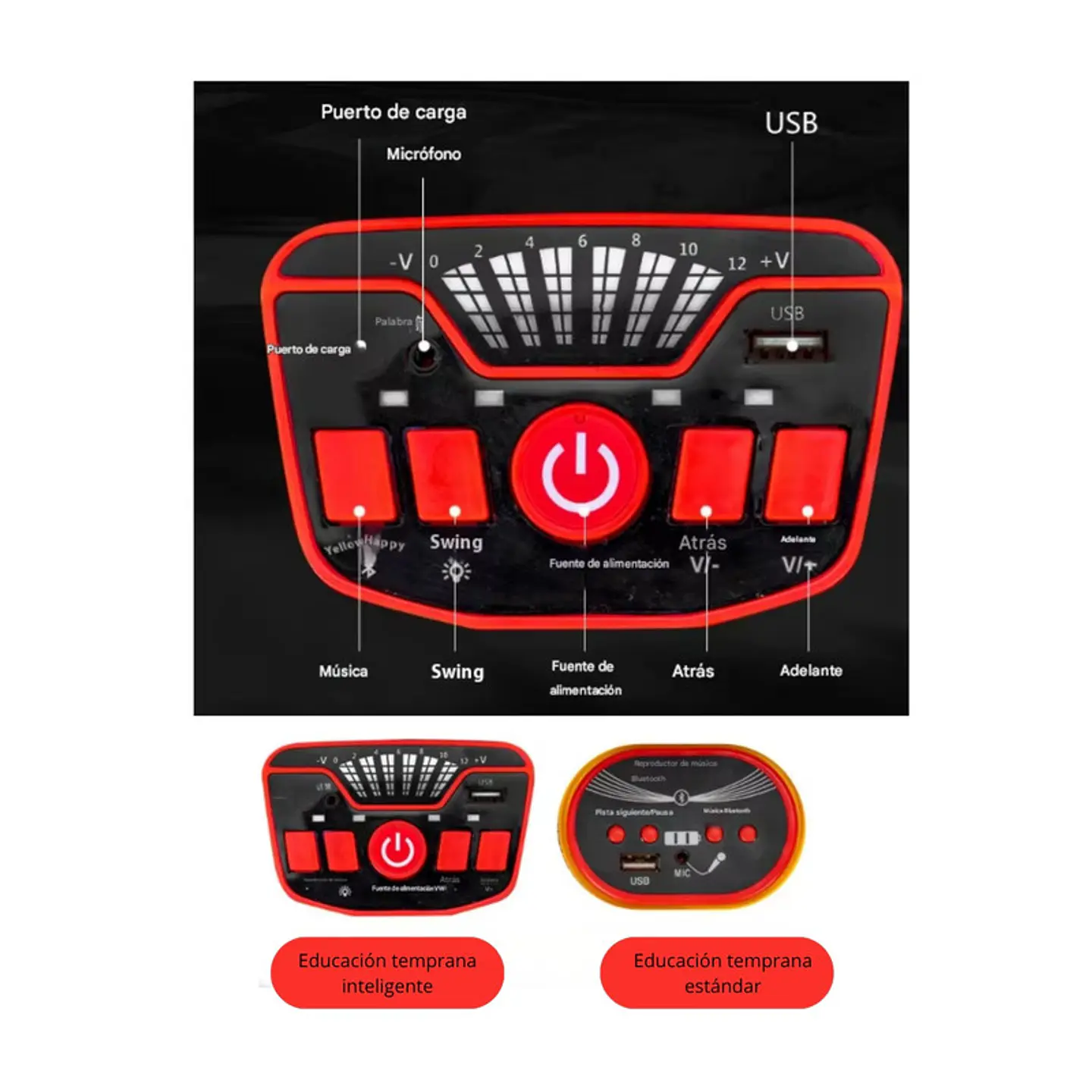 Auto Eléctrico Go Kart Infantil Batería Carrera Turbo Rojo 9