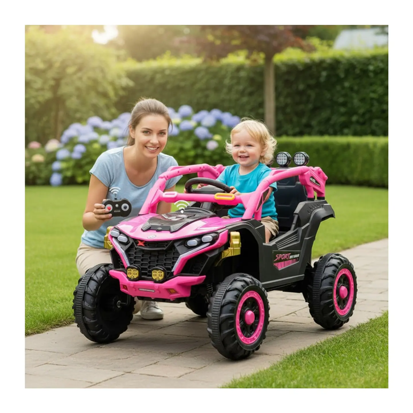 Auto Eléctrico Infantil Buggy Nitro Batería Control Rosado 5