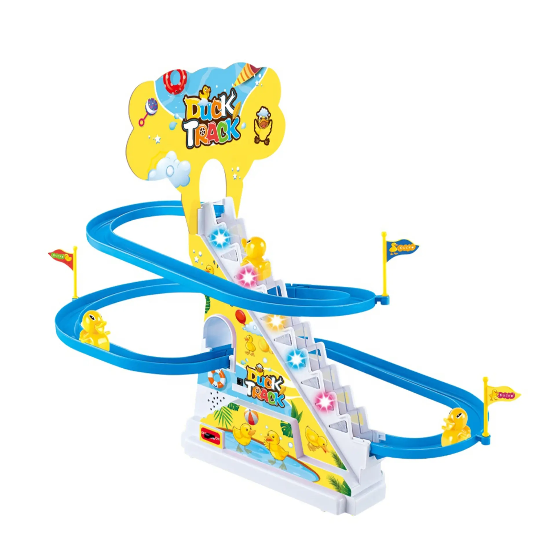 Pato y Patitos Subiendo Escaleras Juguete Electrico Pista 1