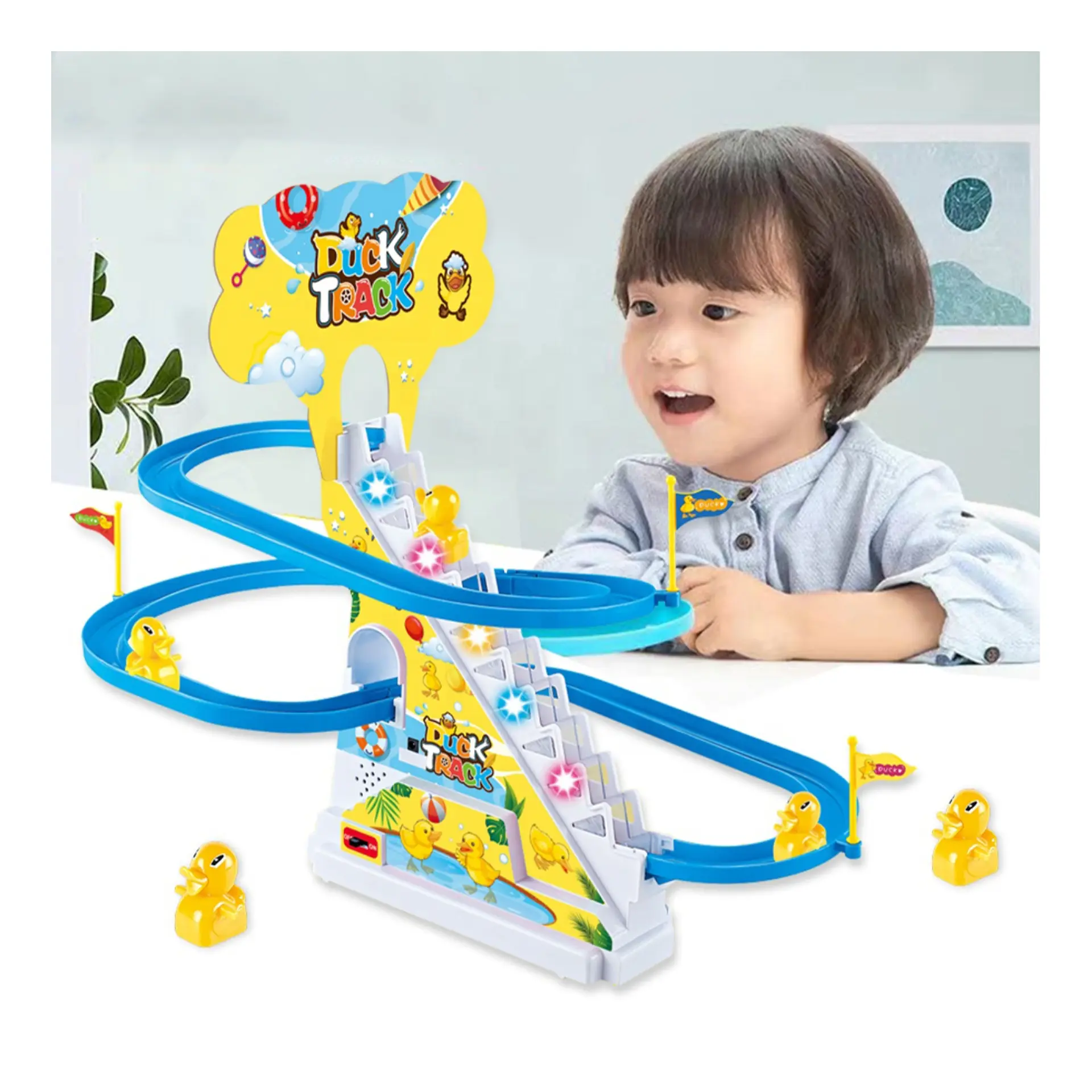 Pato y Patitos Subiendo Escaleras Juguete Electrico Pista 5