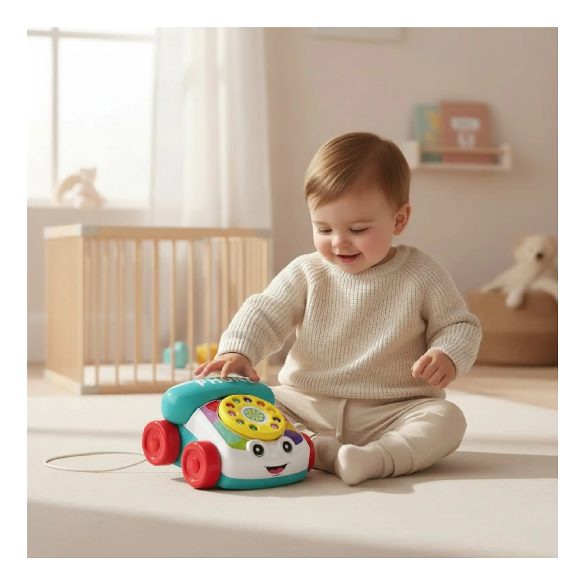 Teléfono Juguete De Arrastre Infantil Con Disco Didáctico  5