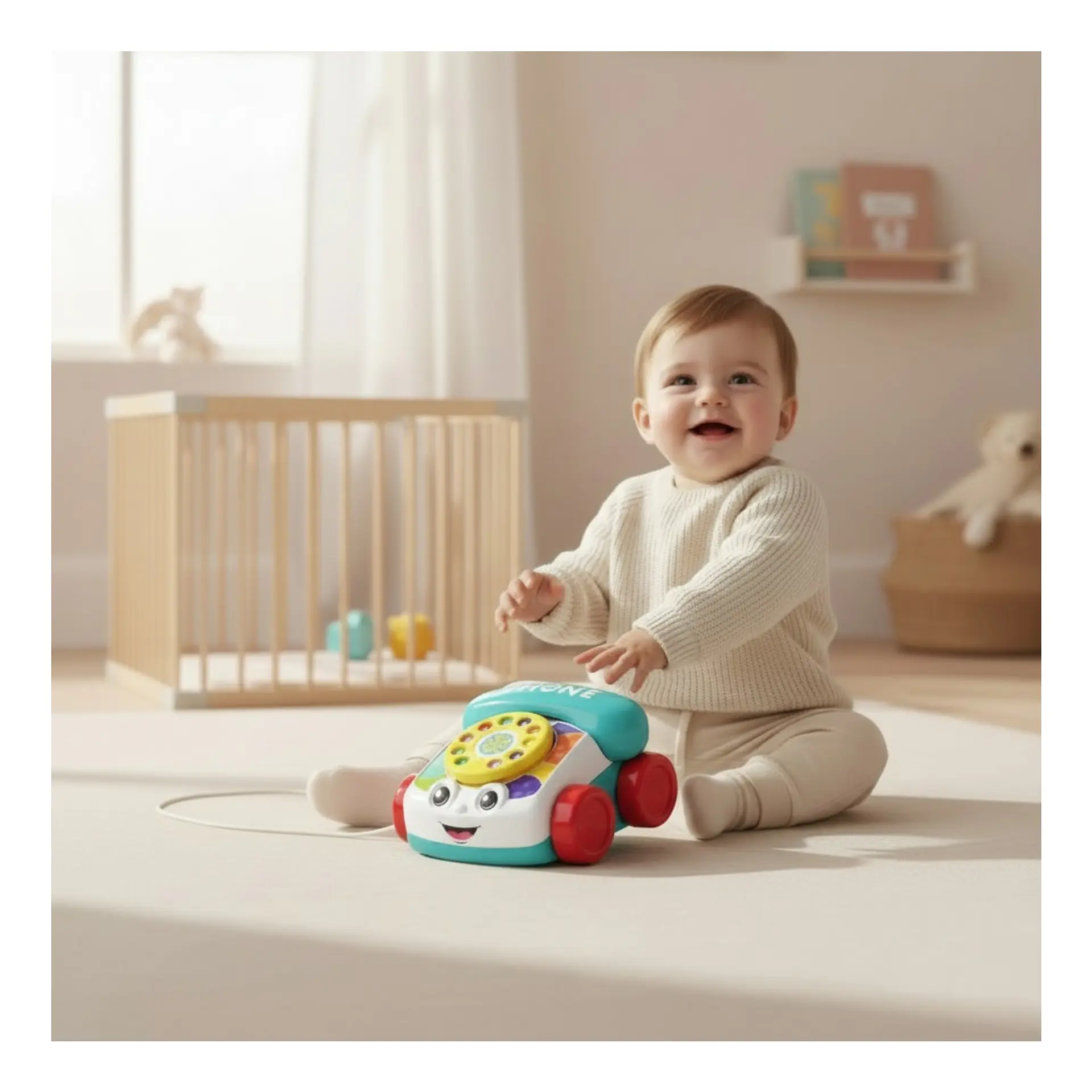 Teléfono Juguete De Arrastre Infantil Con Disco Didáctico  2