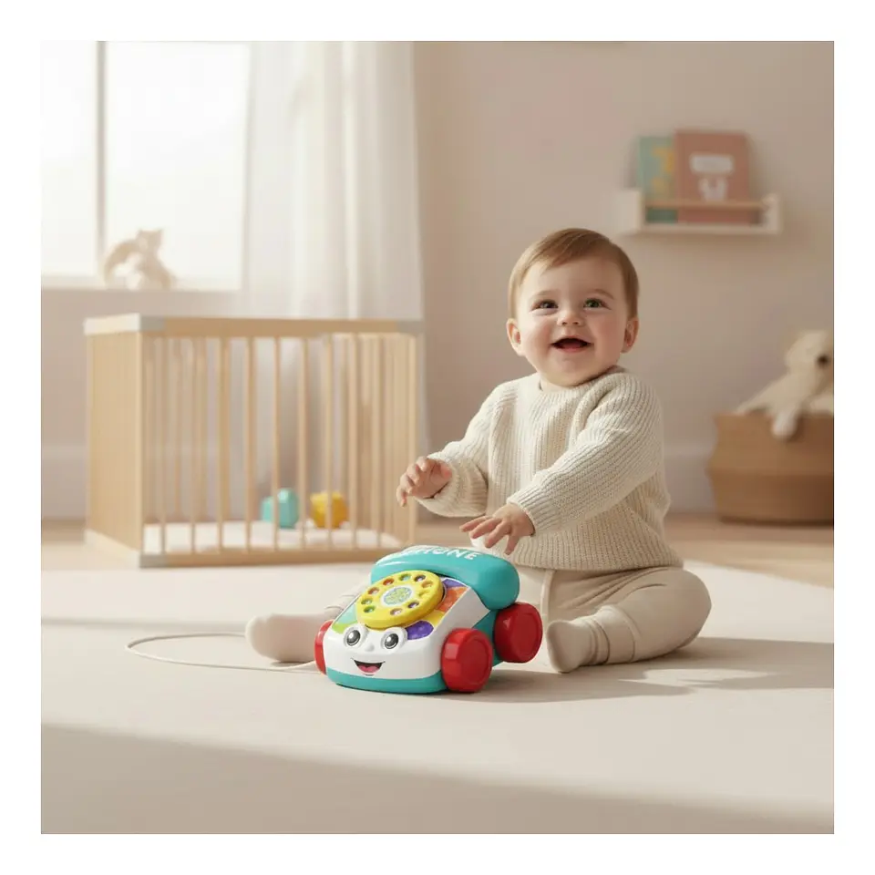 Teléfono Juguete De Arrastre Infantil Con Disco Didáctico  2