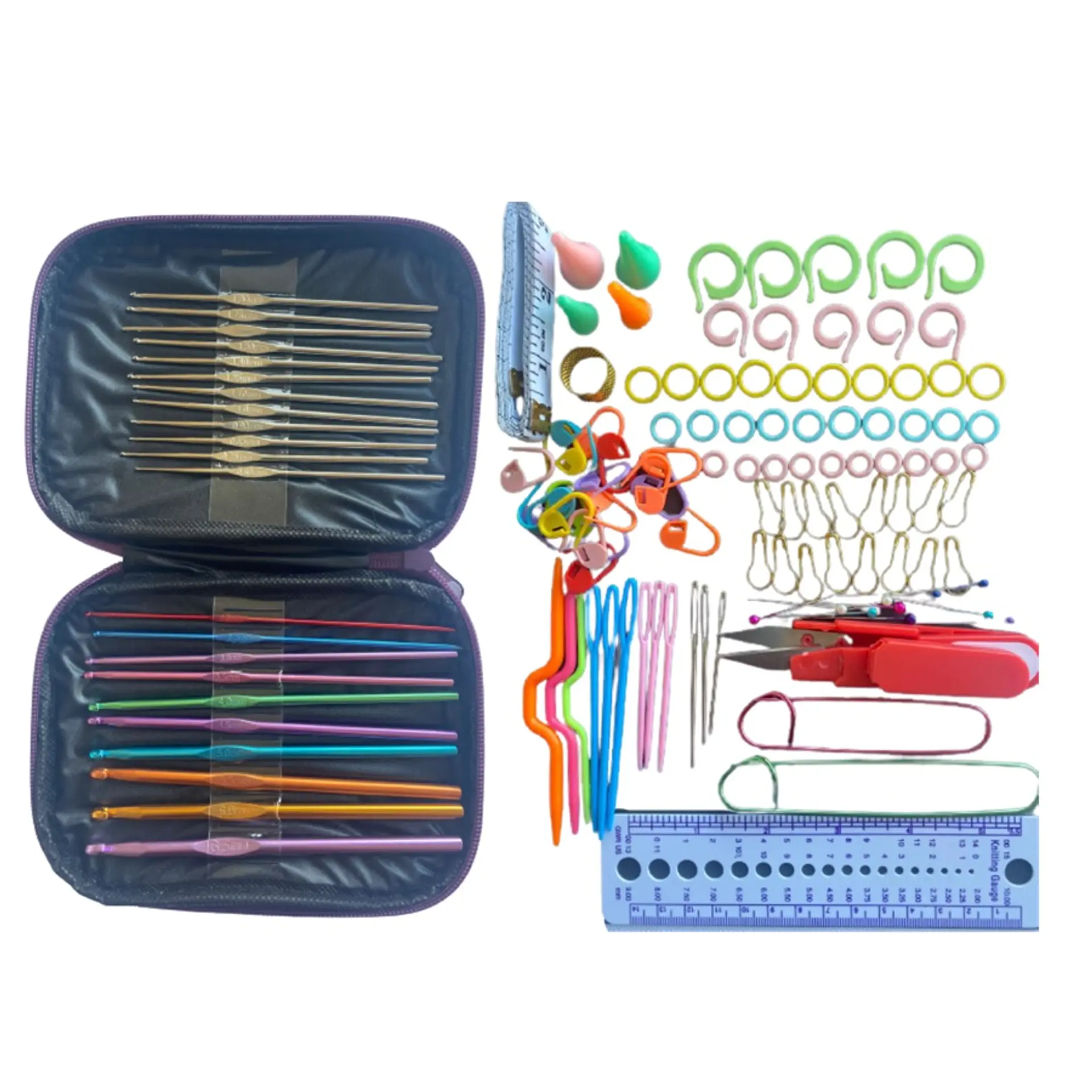 Set 22 Crochet 100 Accesorios Ganchillo En Estuche 8