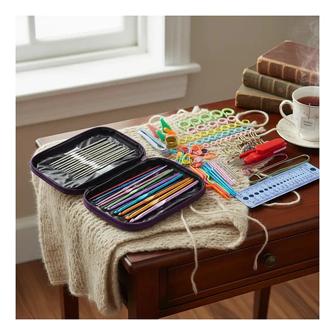 Set 22 Crochet 100 Accesorios Ganchillo En Estuche