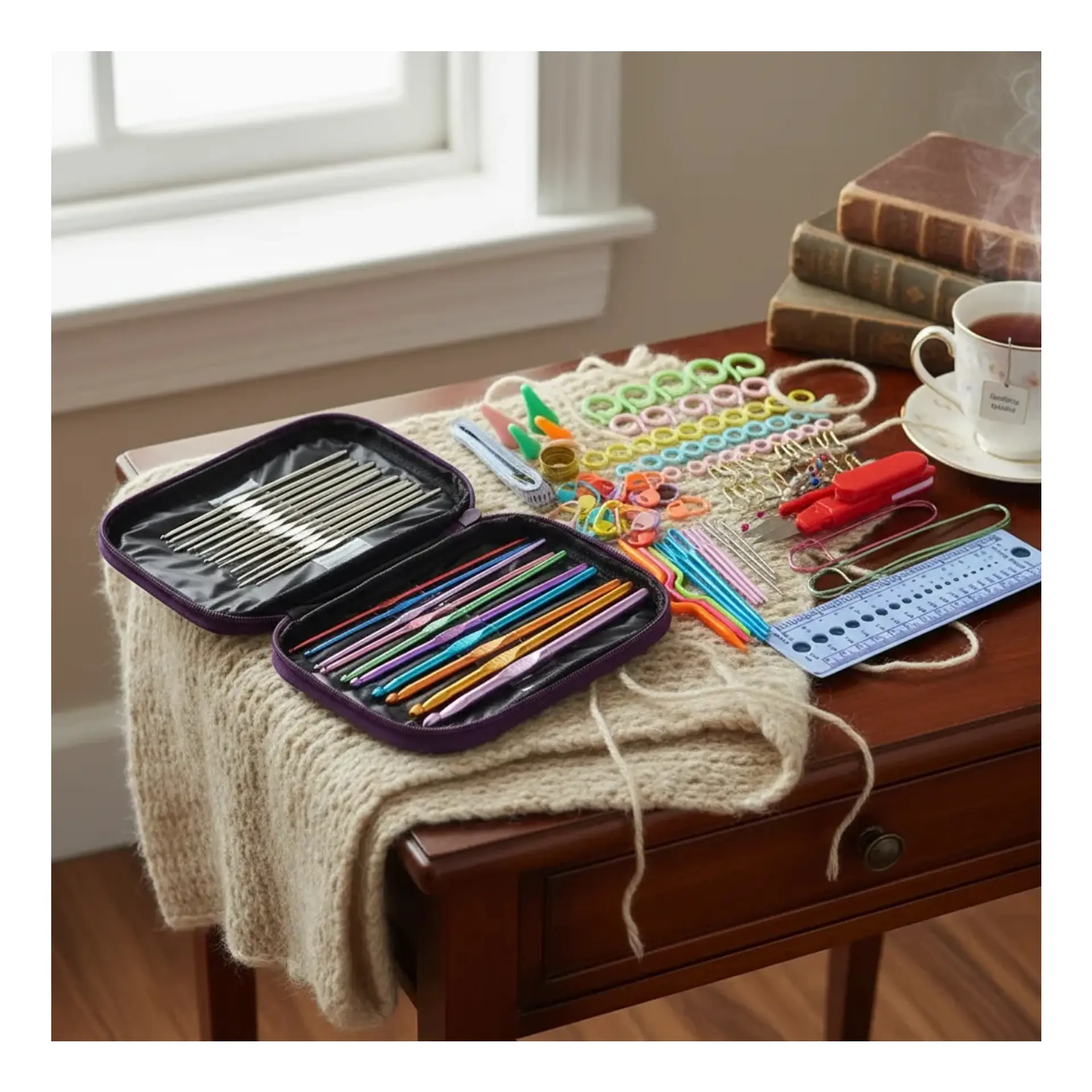 Set 22 Crochet 100 Accesorios Ganchillo En Estuche 1