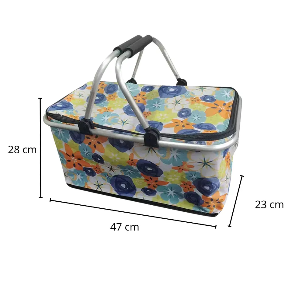 Bolso Termico Plegable  Flores 2  Cooler Canasta Picnic 5