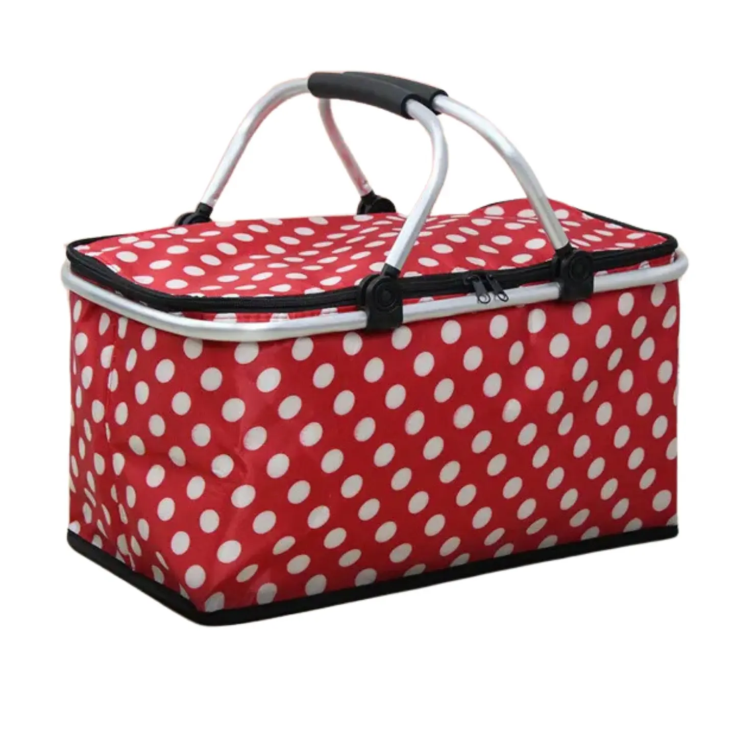 Bolso Termico Plegable Puntos Rojos Cooler Canasta Picnic 1
