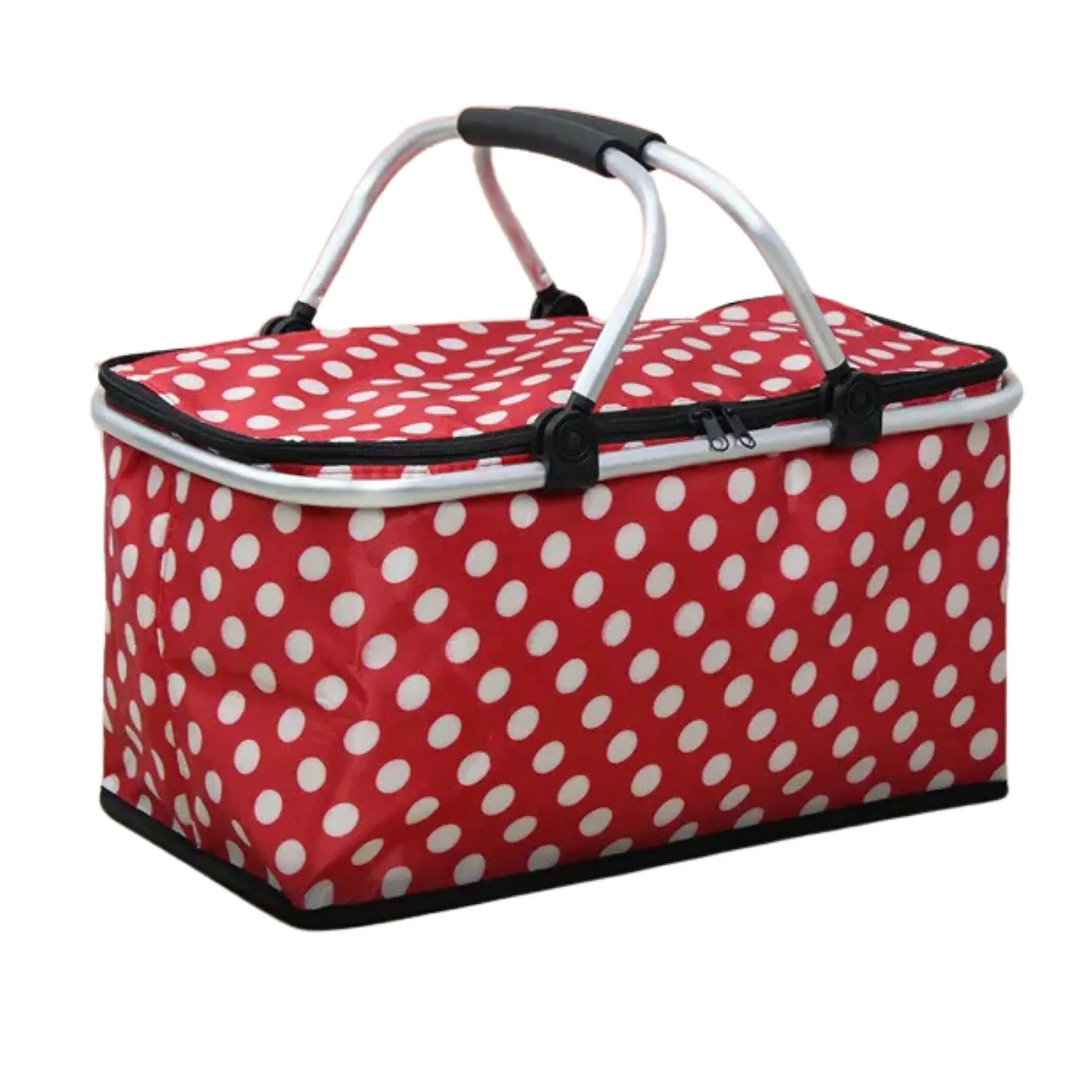 Bolso Termico Plegable Puntos Rojos Cooler Canasta Picnic 1