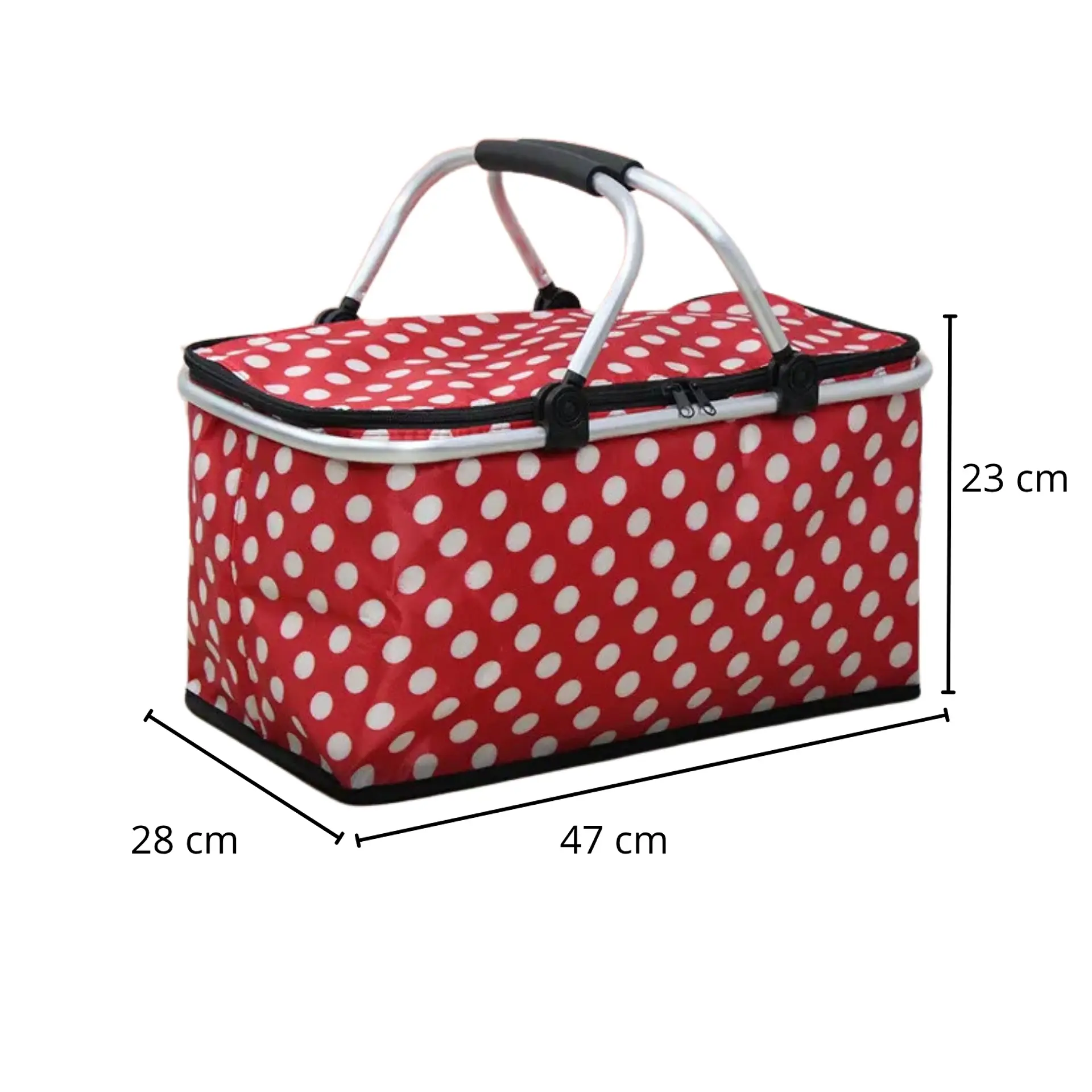 Bolso Termico Plegable Puntos Rojos Cooler Canasta Picnic 5