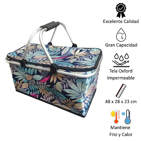 Bolso Termico Plegable  Flores Cooler Canasta Picnic