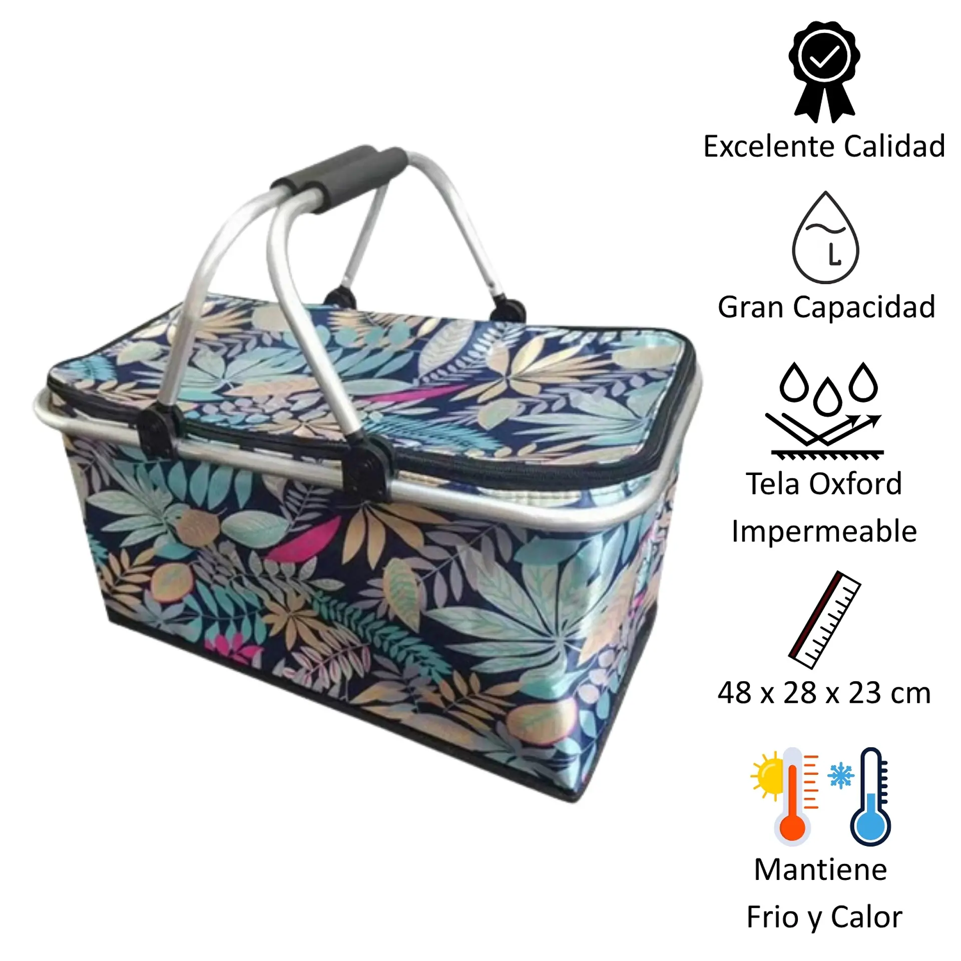 Bolso Termico Plegable  Flores Cooler Canasta Picnic 2
