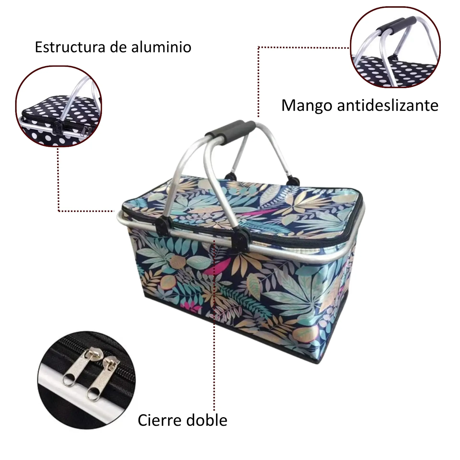 Bolso Termico Plegable  Flores Cooler Canasta Picnic 3