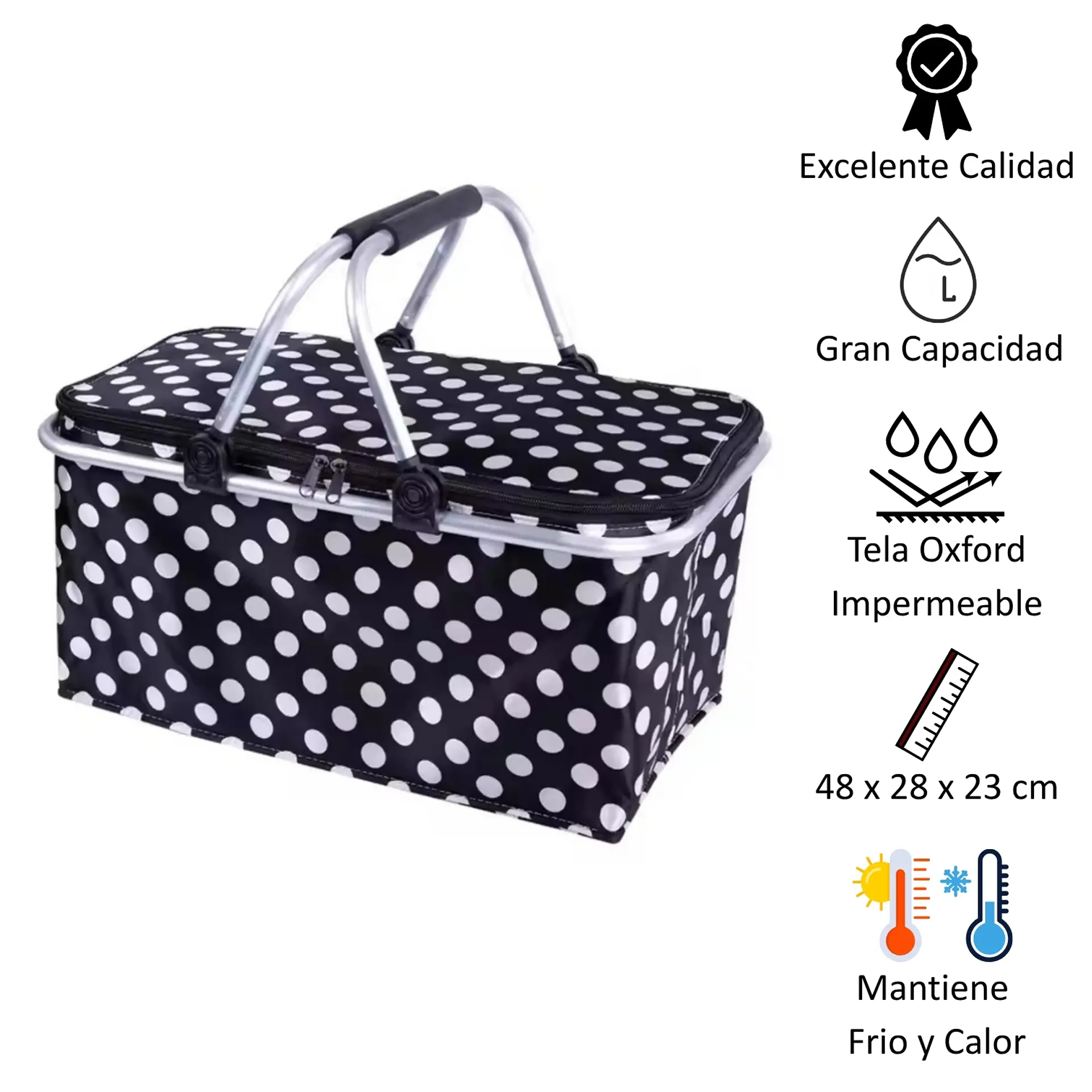 Bolso Termico Plegable  Puntos Cooler Canasta Picnic 3