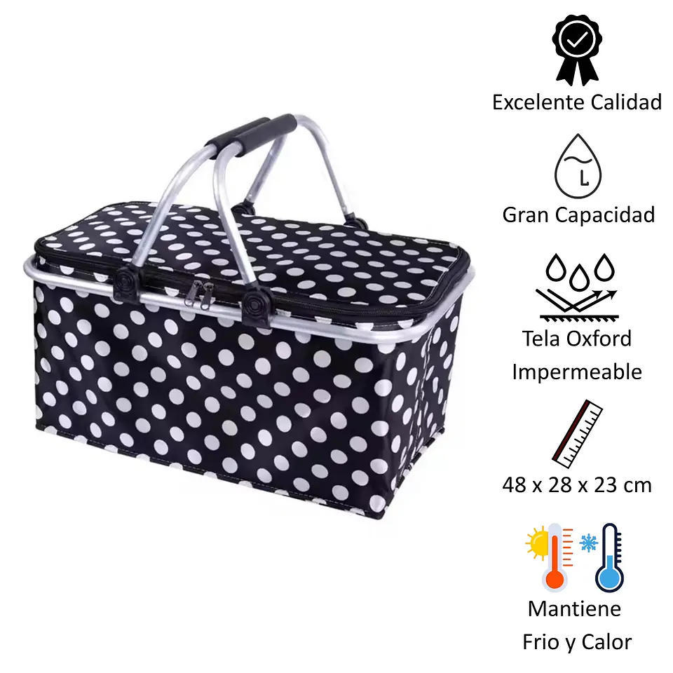 Bolso Termico Plegable  Puntos Cooler Canasta Picnic 3