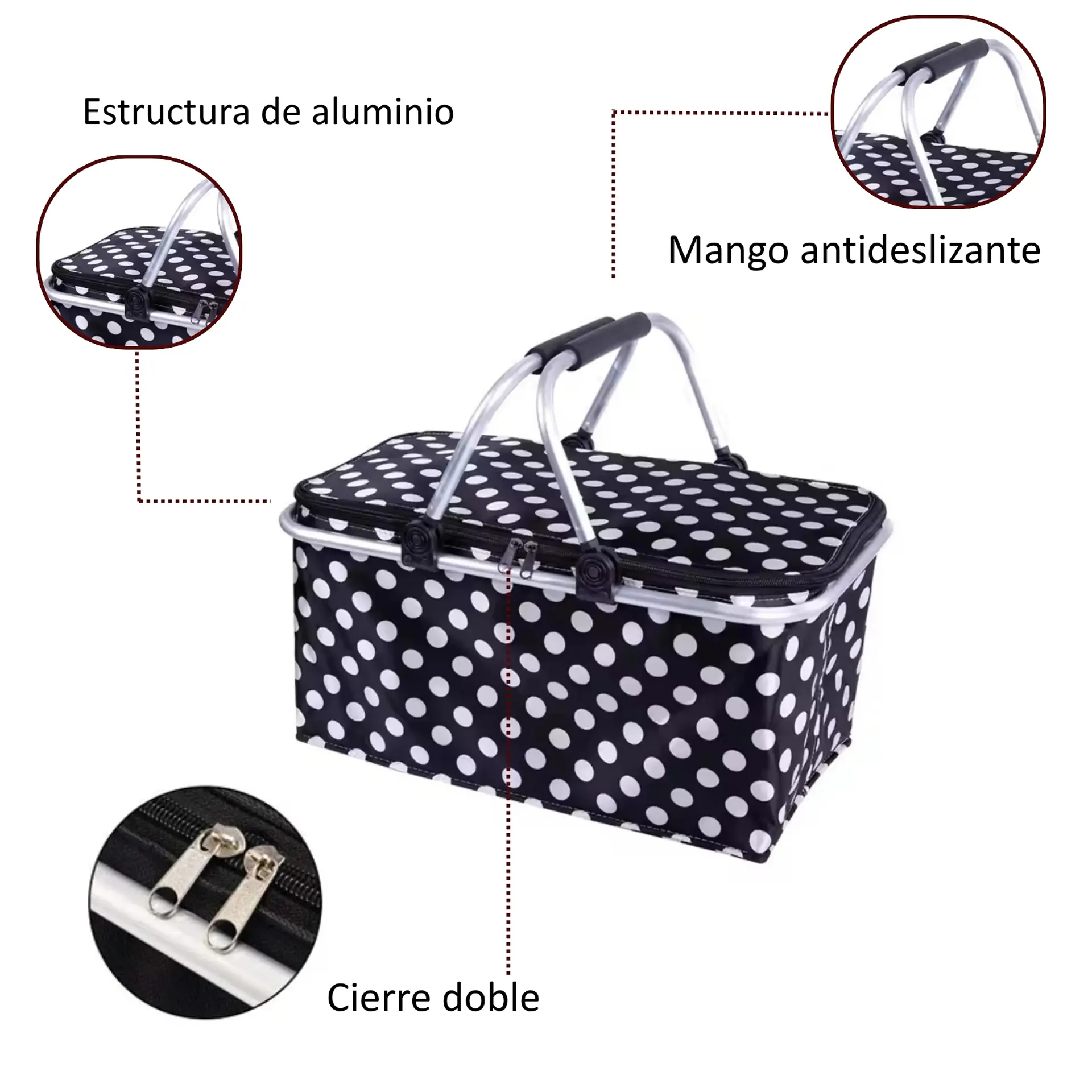 Bolso Termico Plegable  Puntos Cooler Canasta Picnic 4