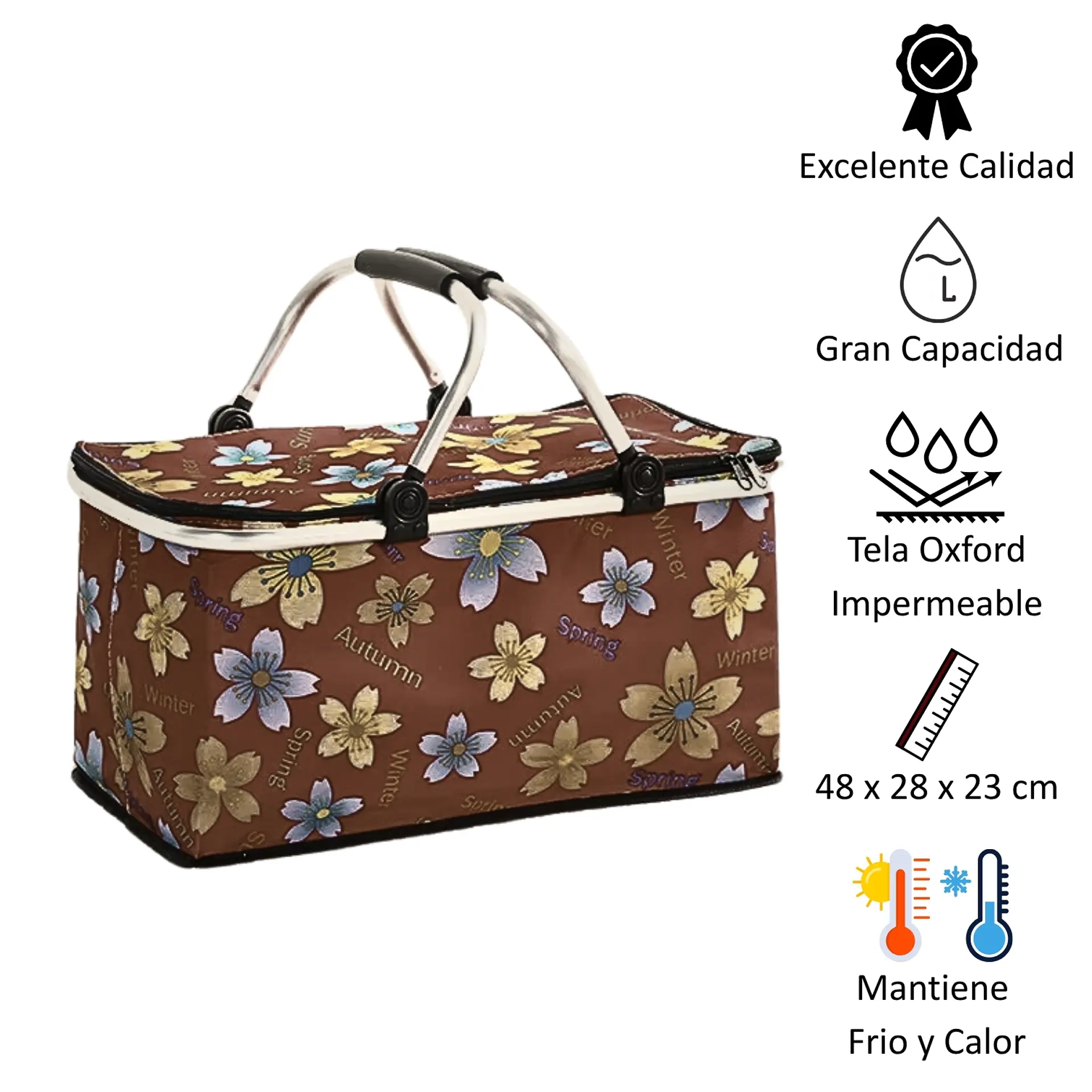Bolso Termico Plegable Margaritas Cooler Canasta Picnic 5