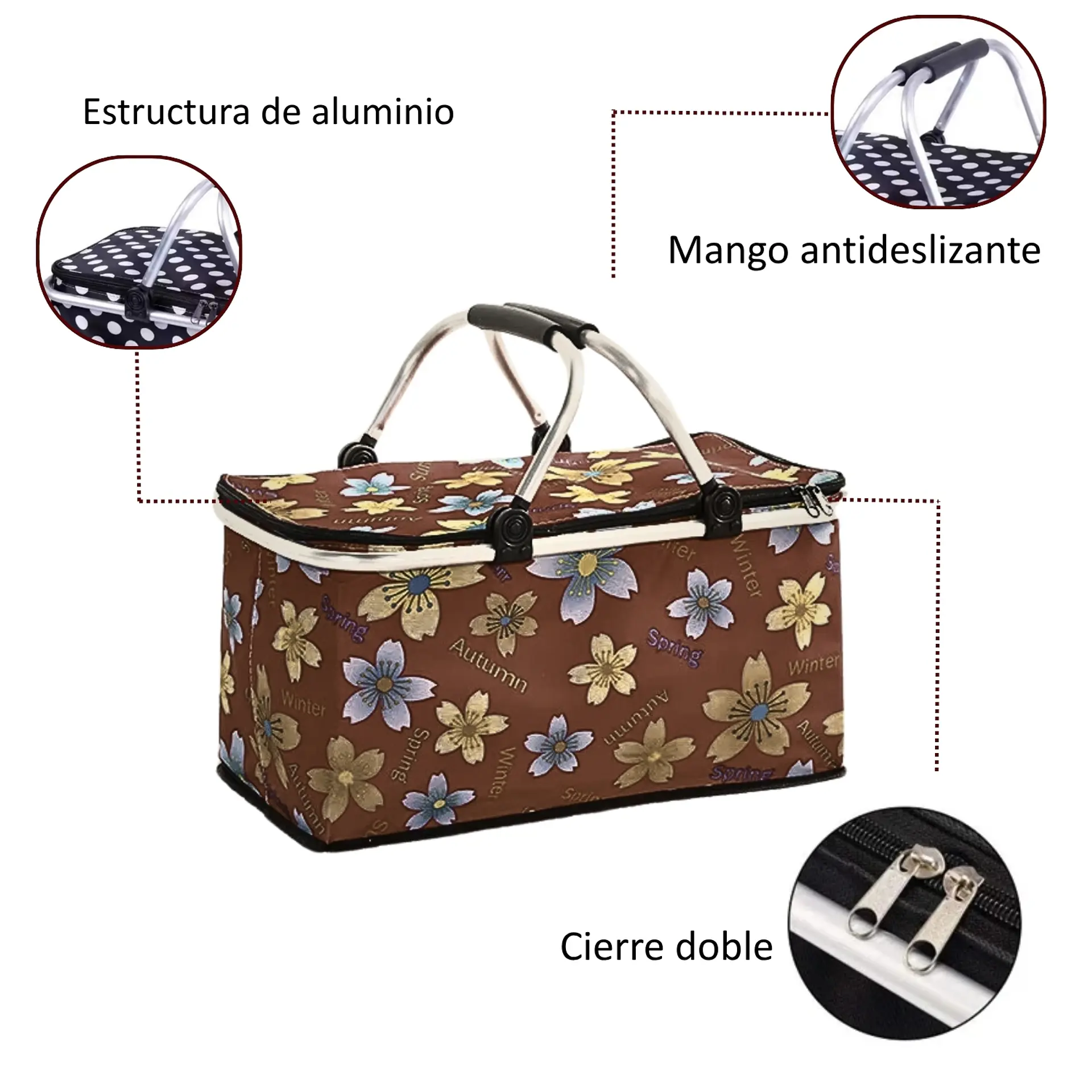 Bolso Termico Plegable Margaritas Cooler Canasta Picnic 3
