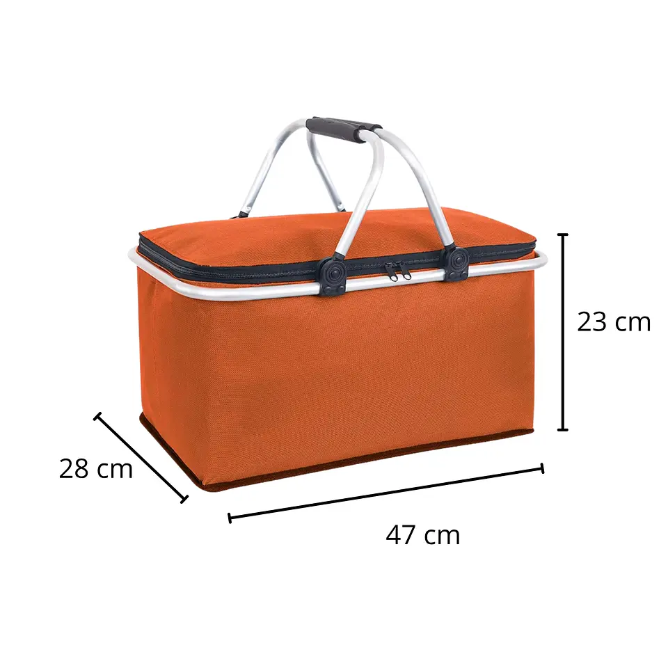 Bolso Termico Plegable Naranja Cooler Canasta Picnic 2