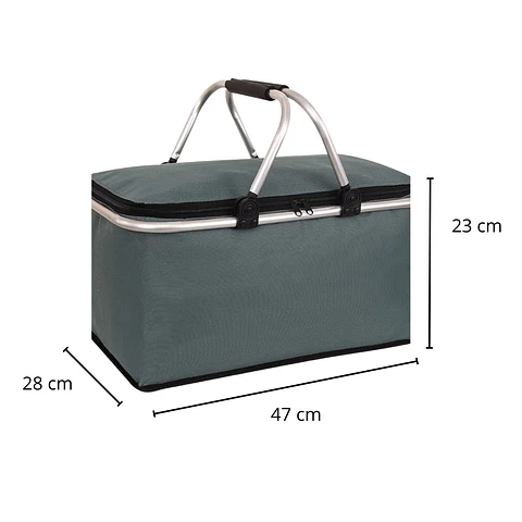 Bolso Termico Plegable Gris Cooler Canasta Picnic